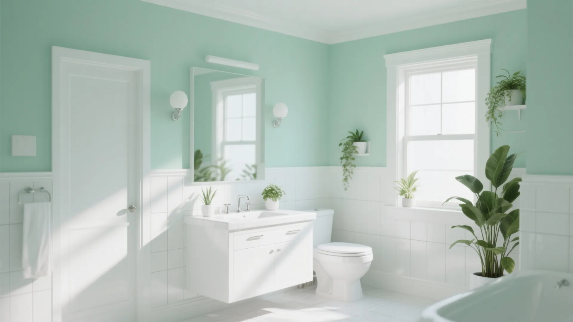 3. Mint with white trims to amplify brightness