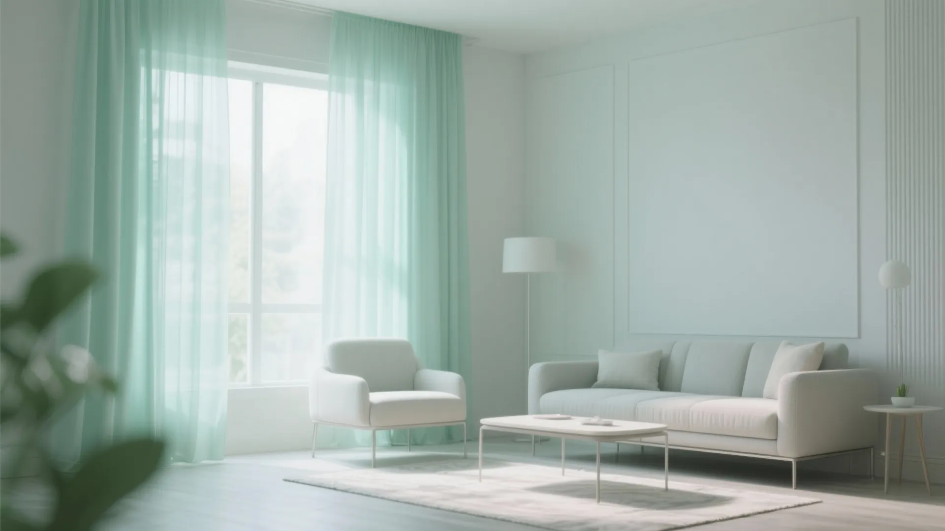 3. Mint Green Curtains with Light Grey Walls