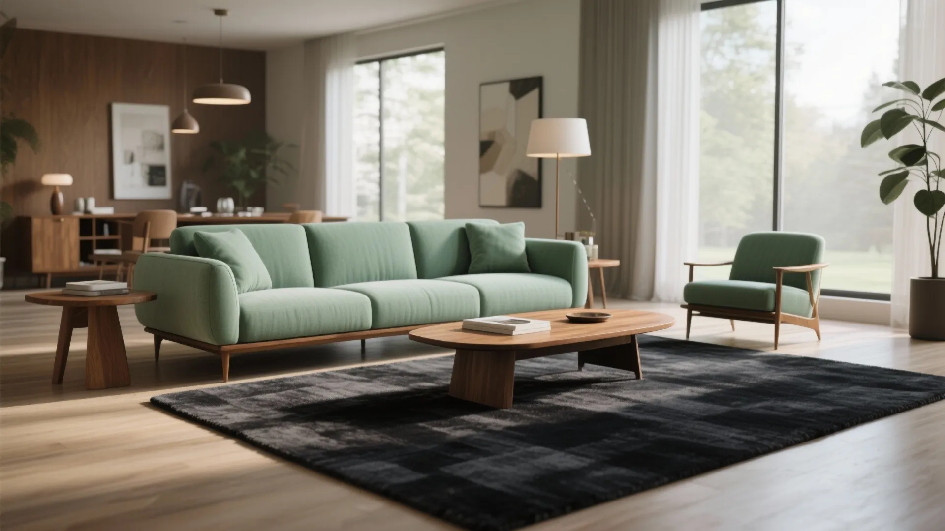 6. Anchoring with a Dark Rug