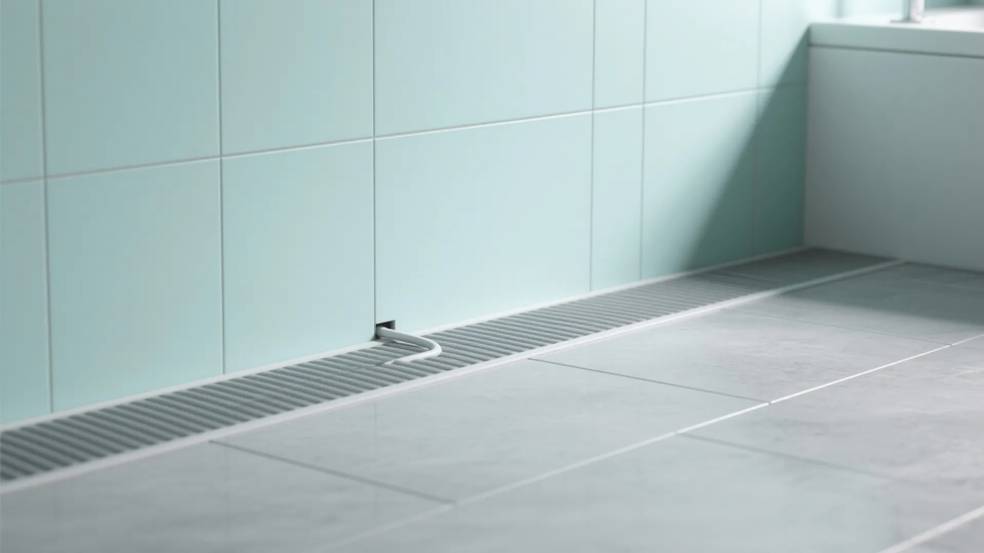 1) Soft Mint Walls with Heated Gray Tile Floors