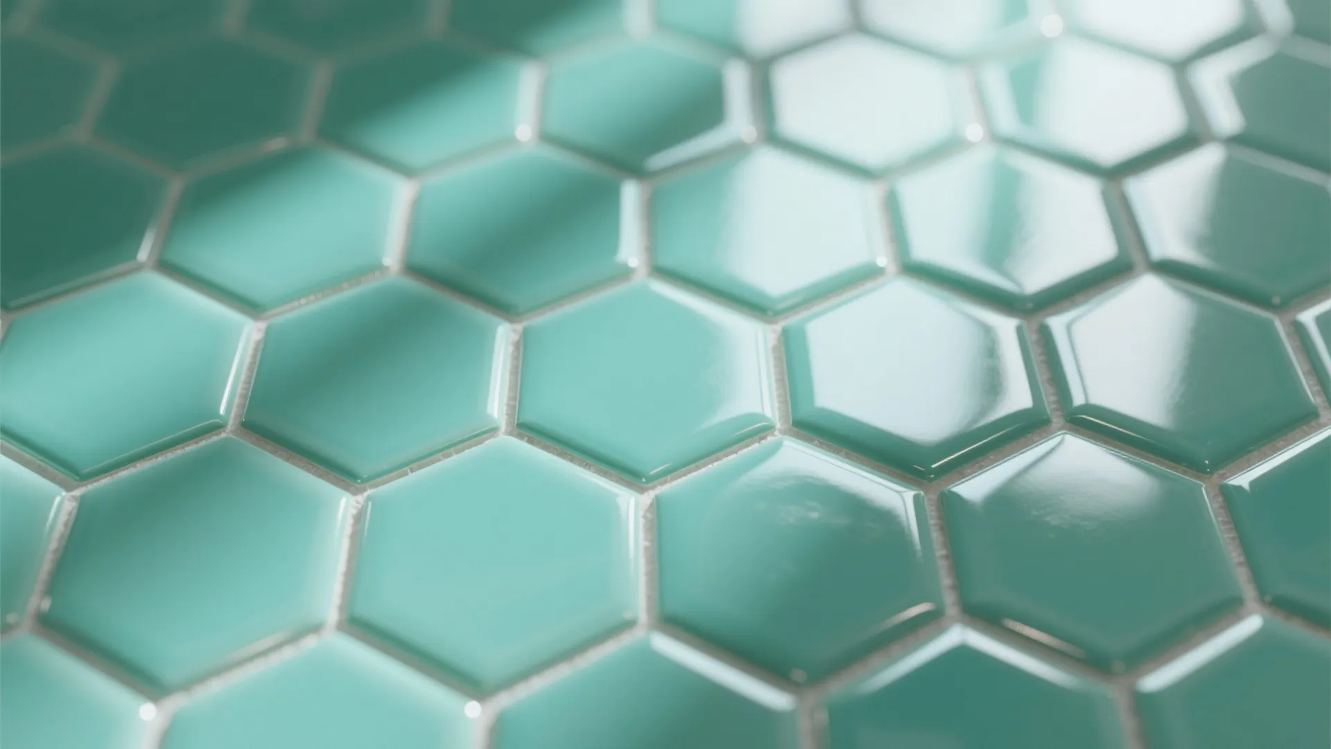2. Mint Glossy Hexagon Mosaic