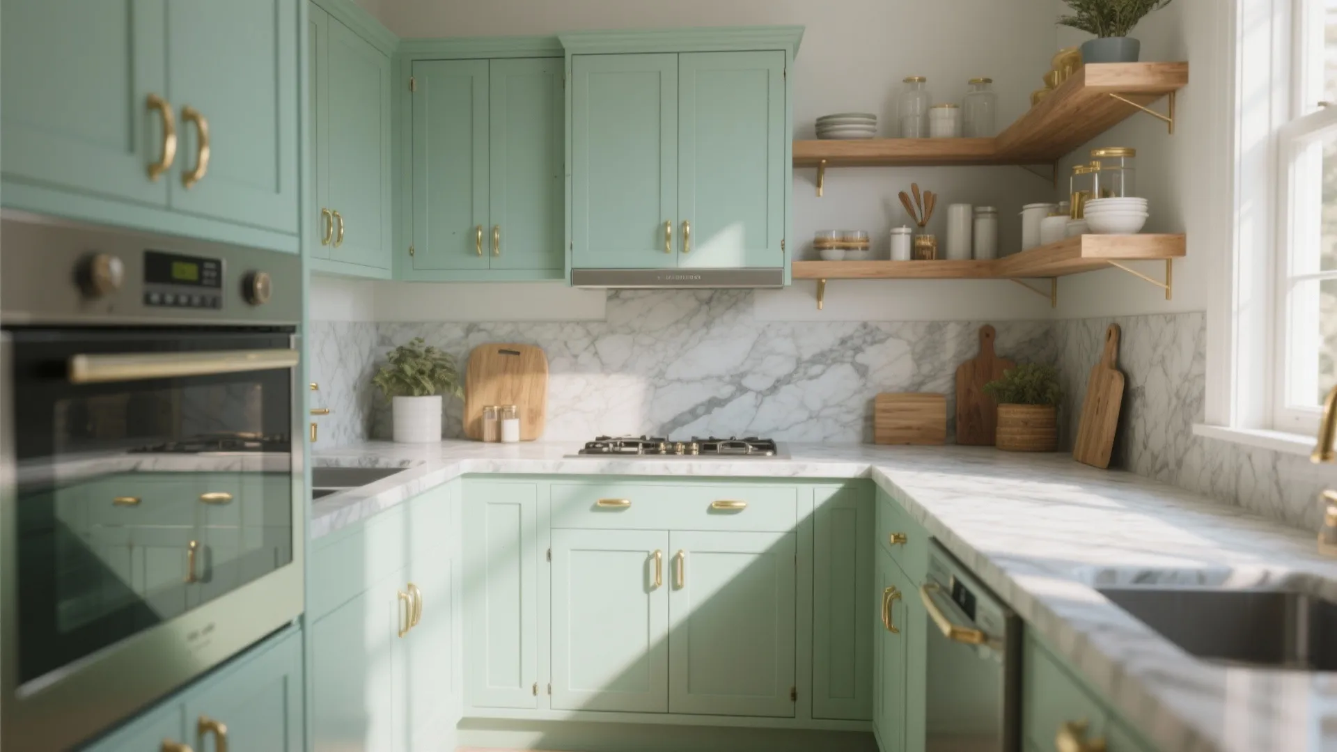 Mint Cabinets to Brighten Kitchens