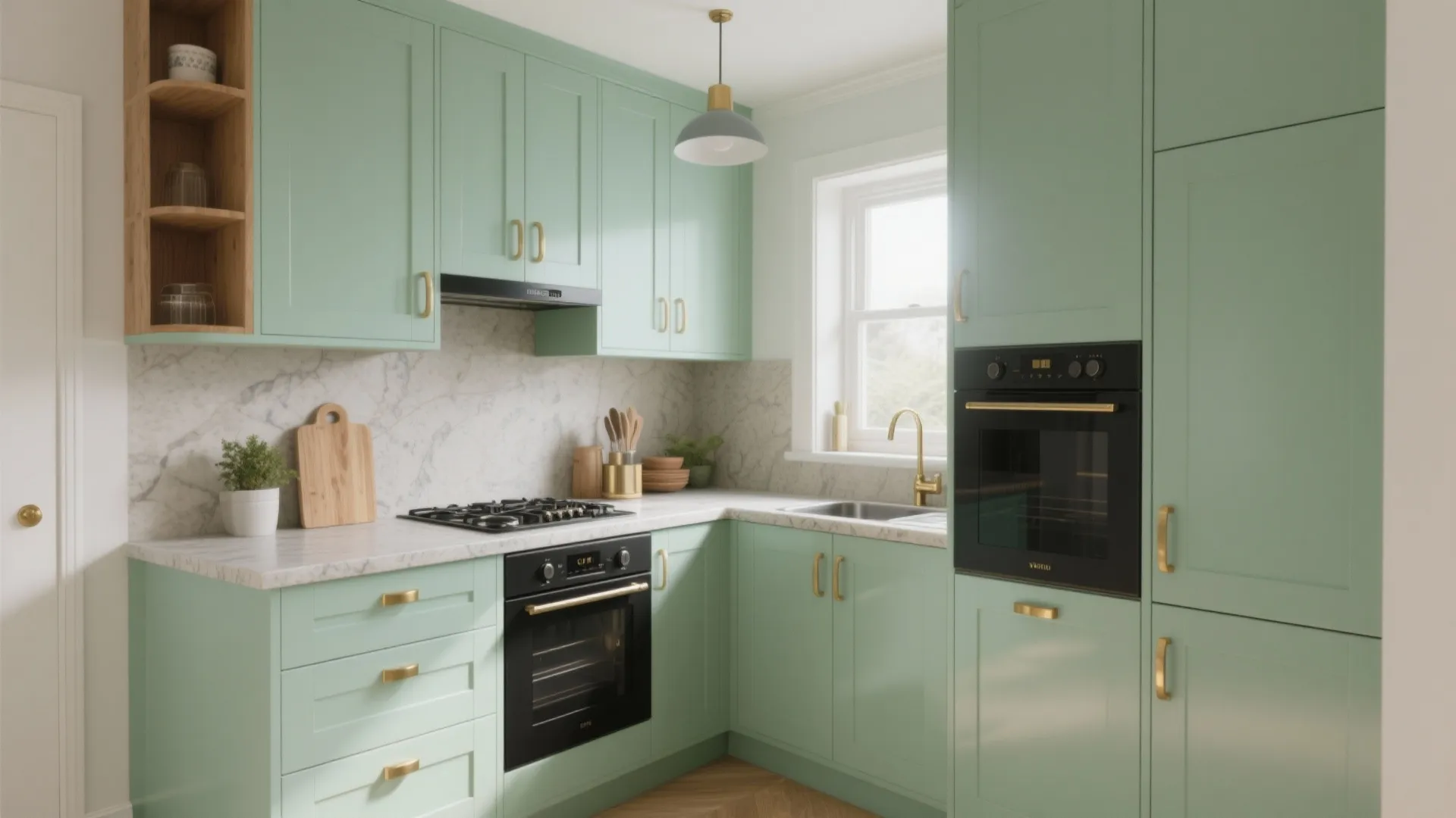 2. Mint Cabinets for Fresh, Bright Kitchens