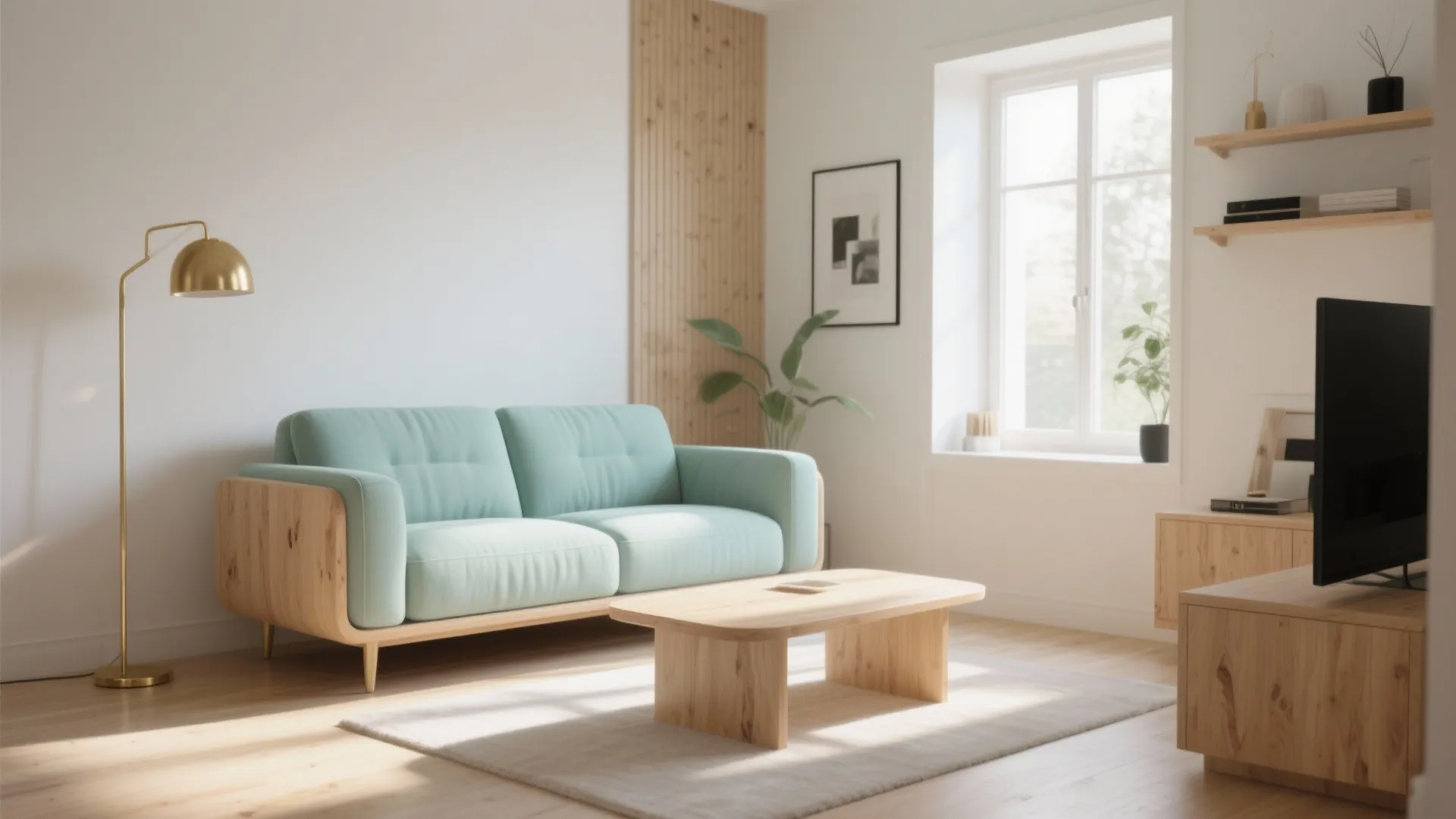 4. Mint Upholstery + Light Wood to Brighten