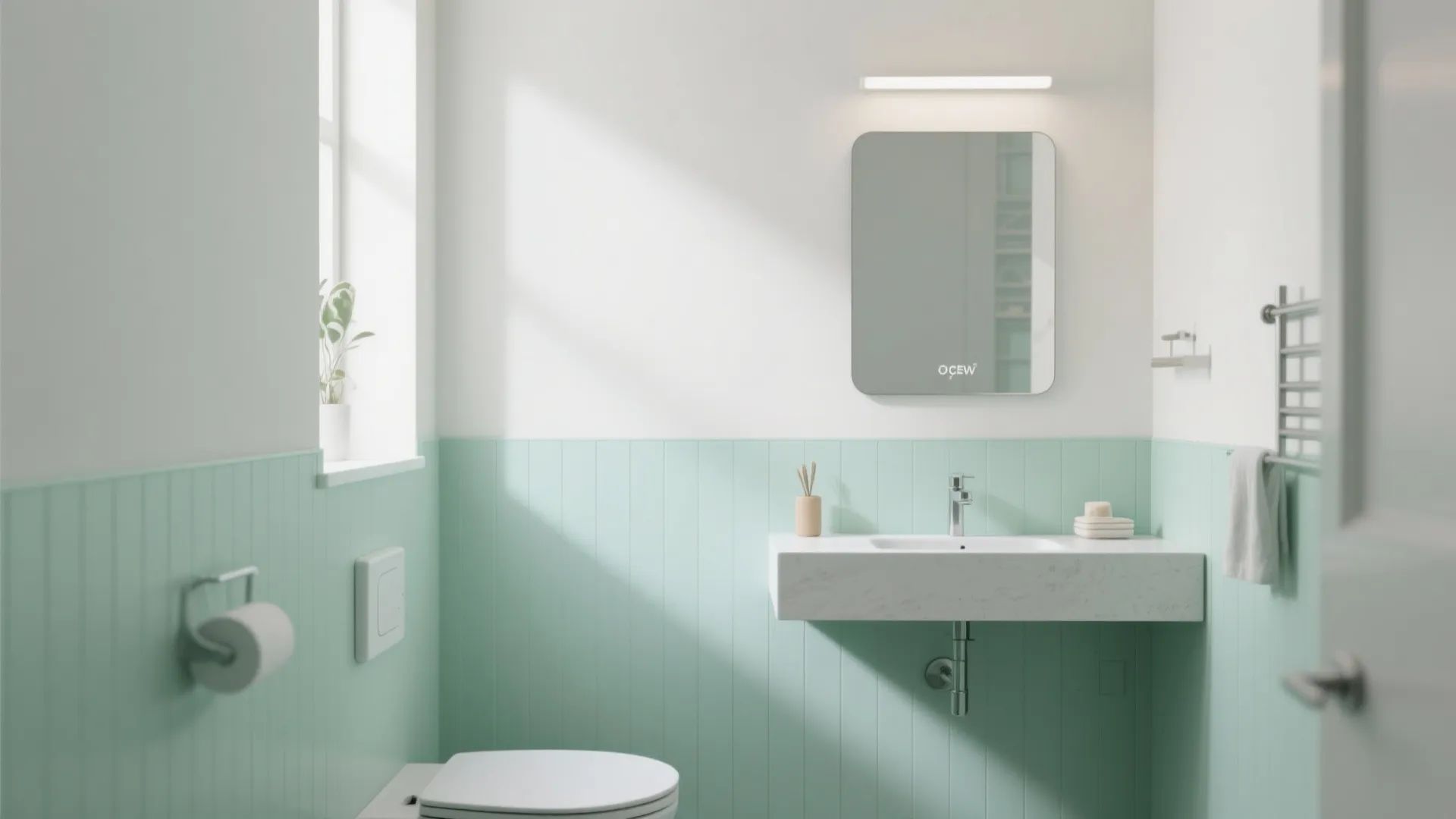 1. Mint and Matte: Subtle Two-Tone Walls