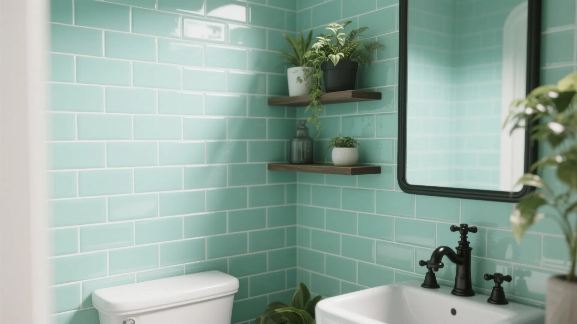 2. Mint subway tiles for a bright, vintage vibe