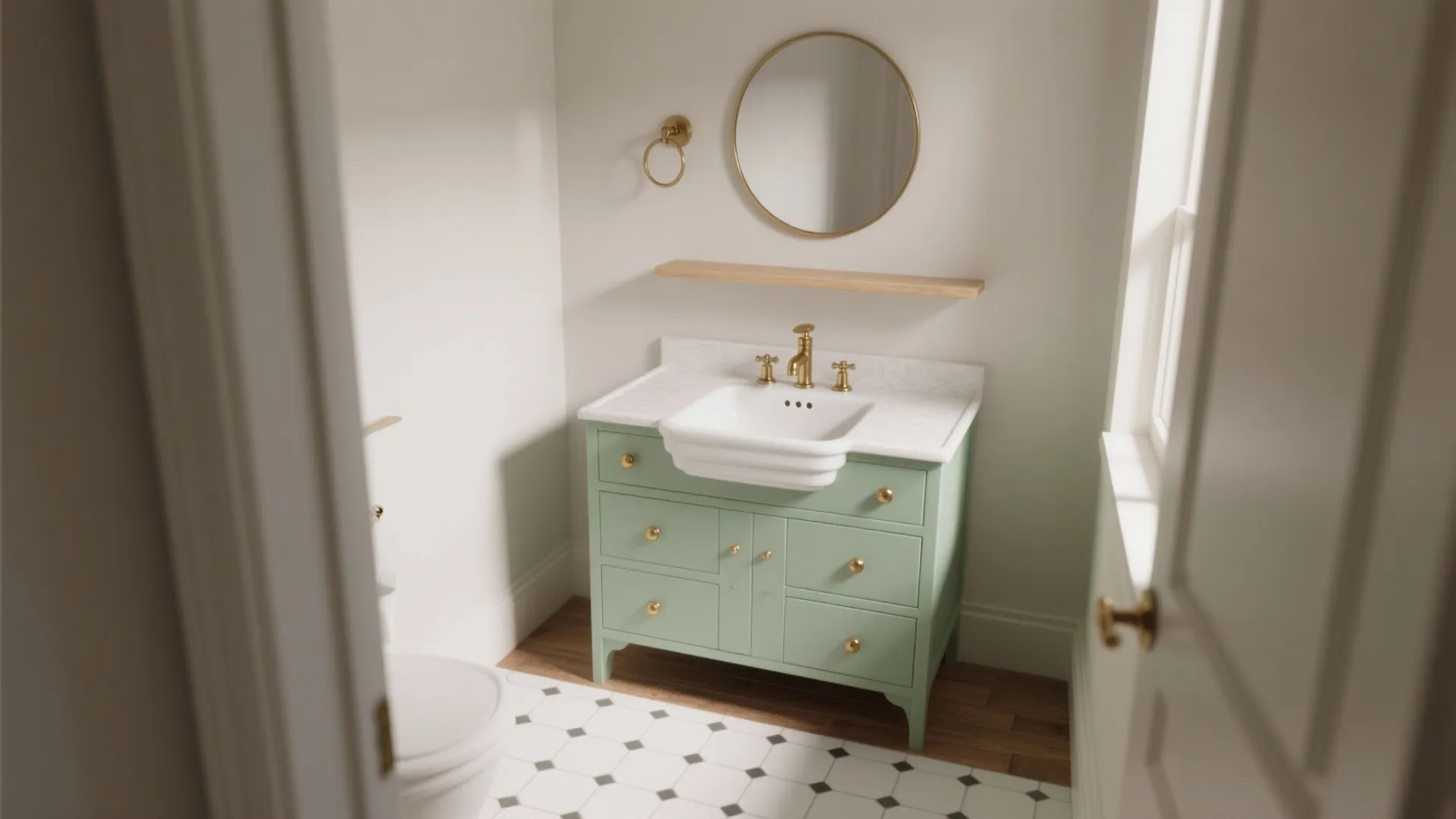 4. Peppermint Green Vanity or Cabinet