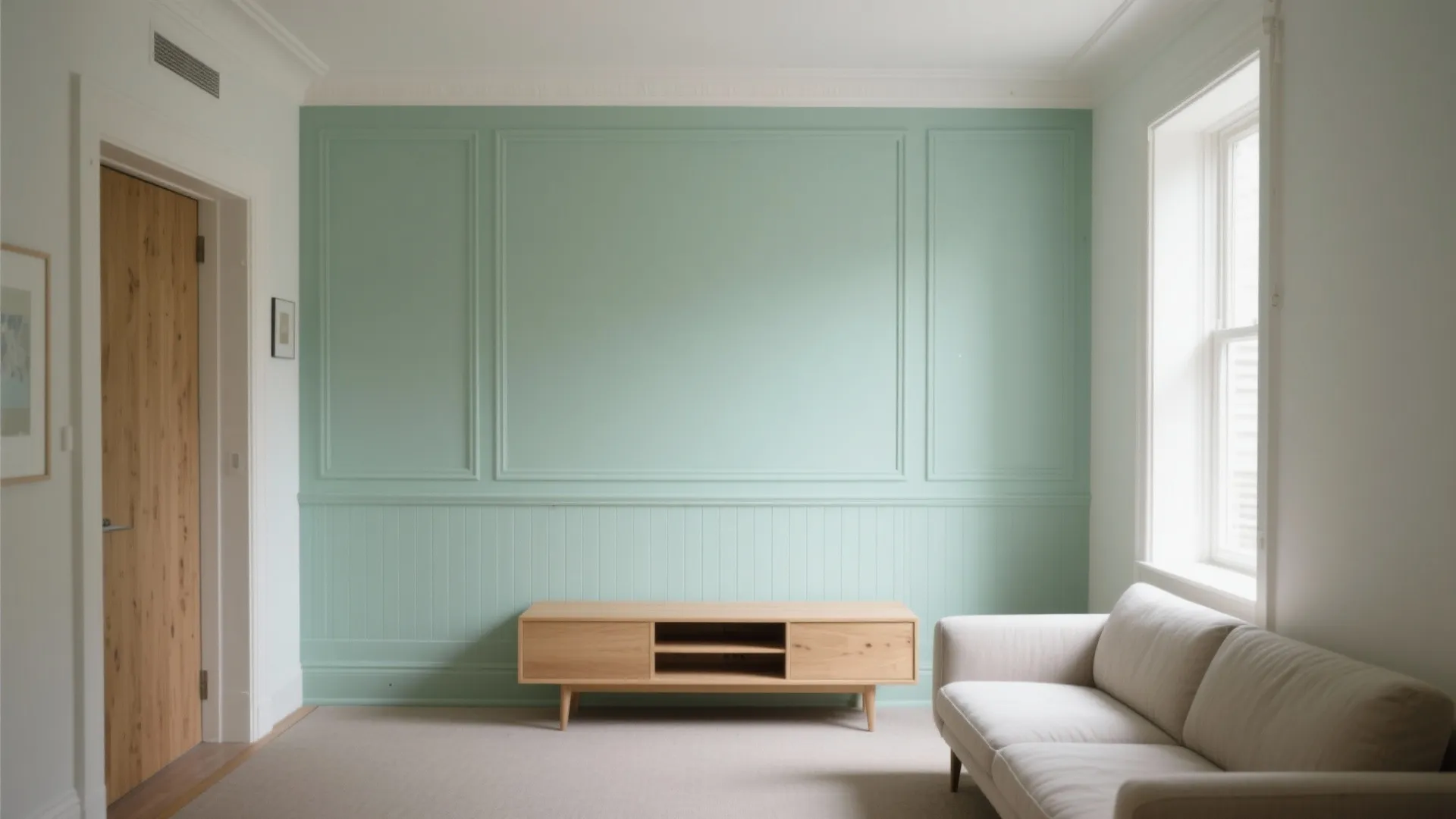 Layered Mint Green Accent Wall + Wainscoting