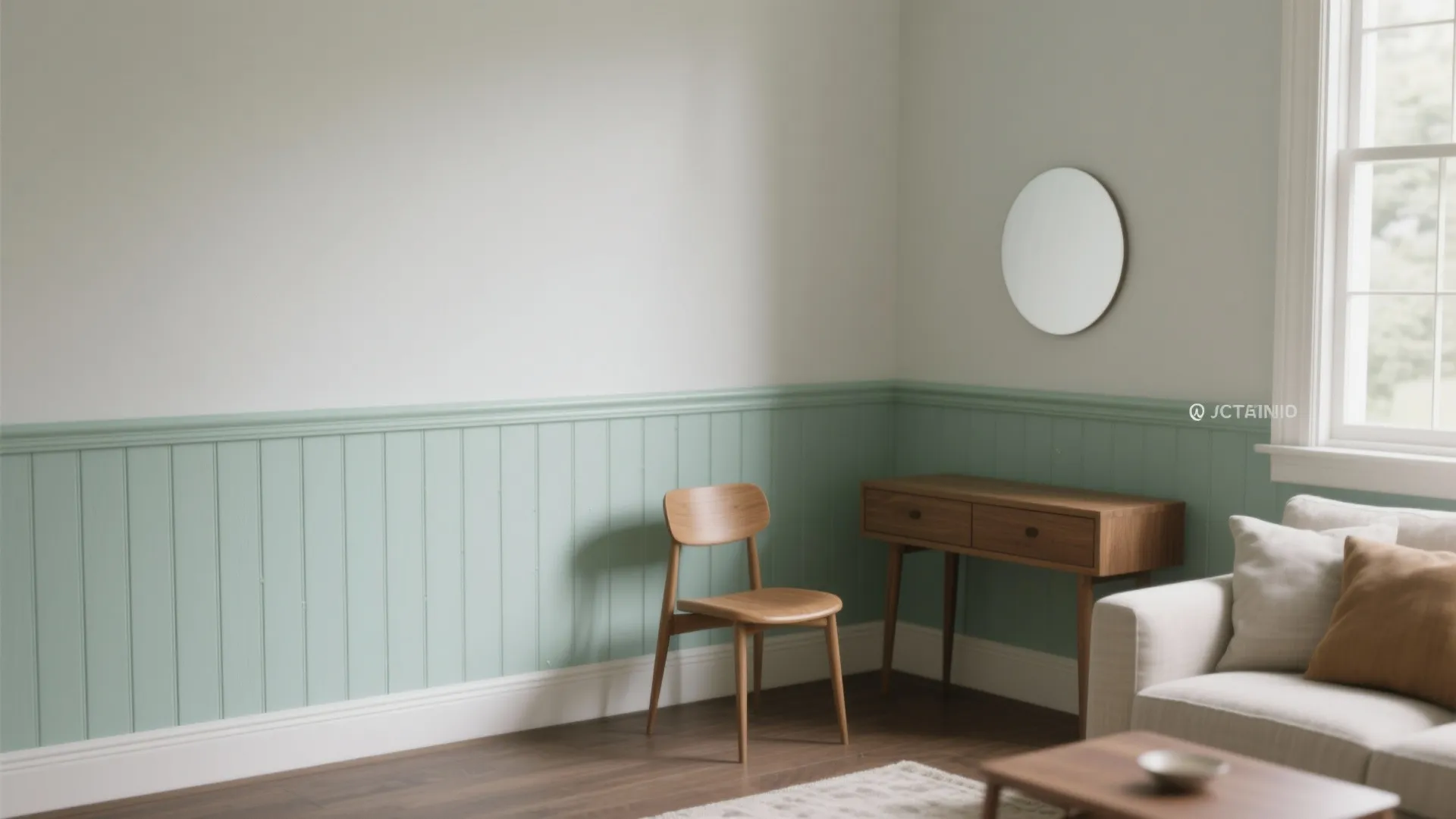 3. Half-Wall Mint with Wainscoting