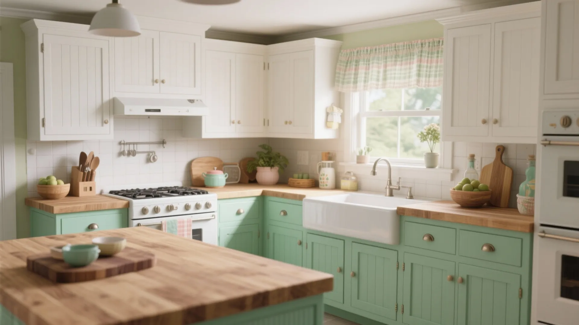 3. Mint Green and White