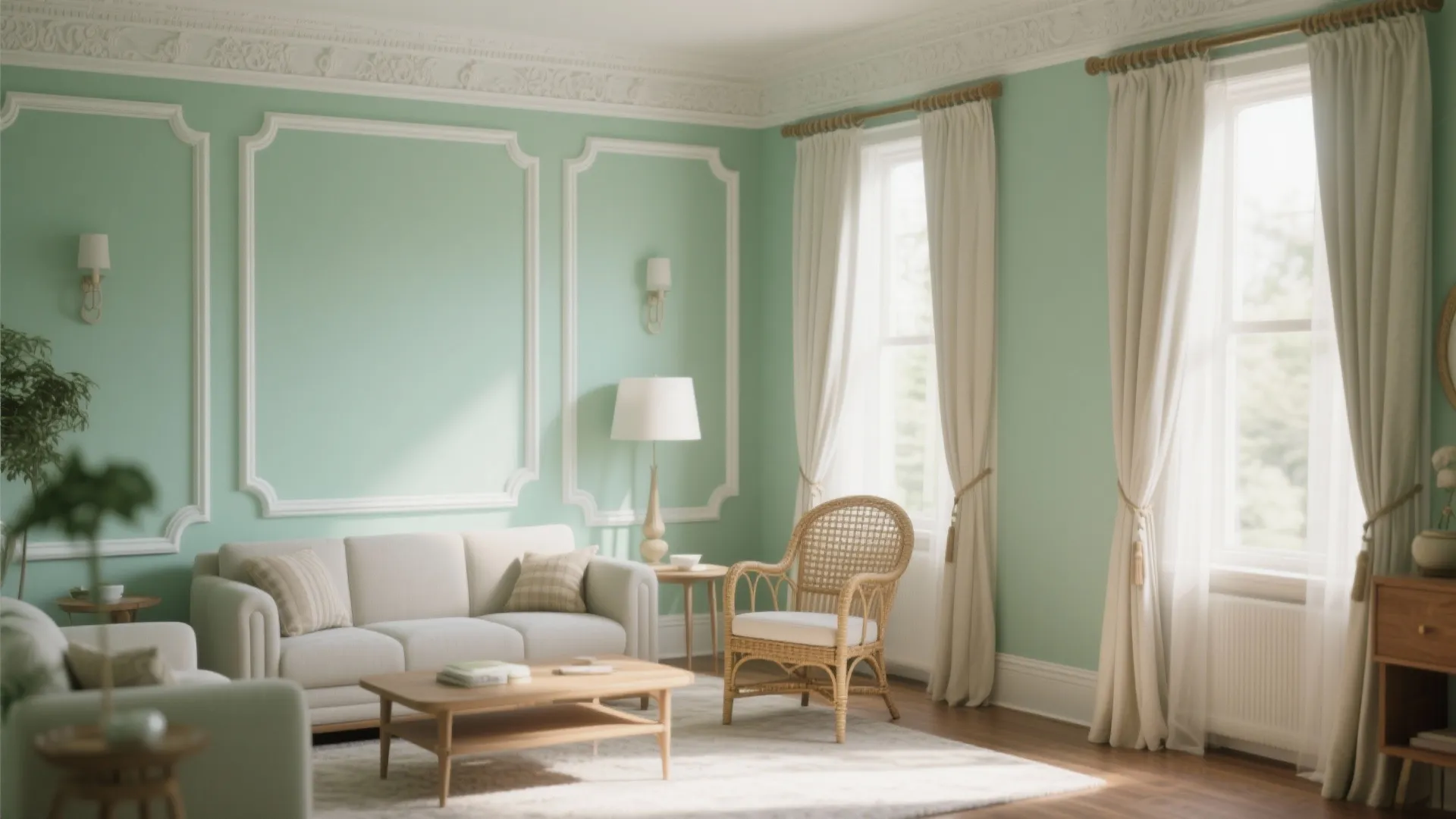 Mint Green with White Trim