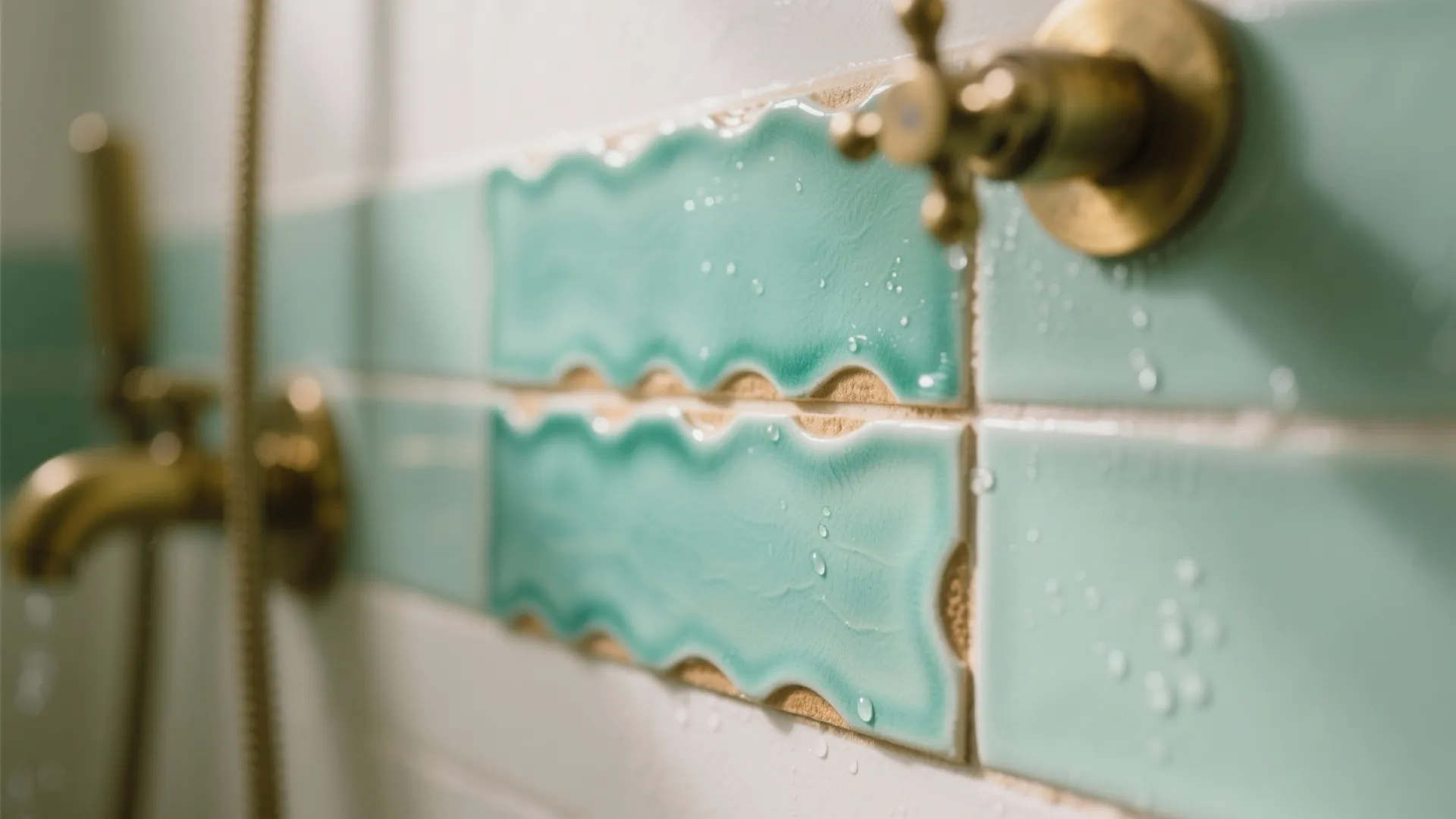 Mint zellige or glazed “handmade” tiles for texture