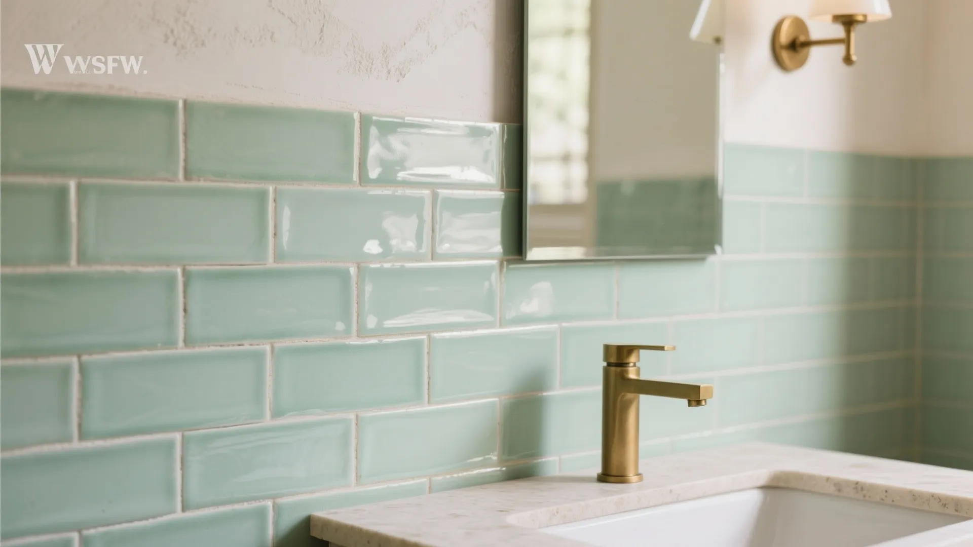 Handmade-look zellige in light green