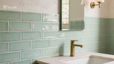 Mint Green Subway Tile Bathroom Design Ideas