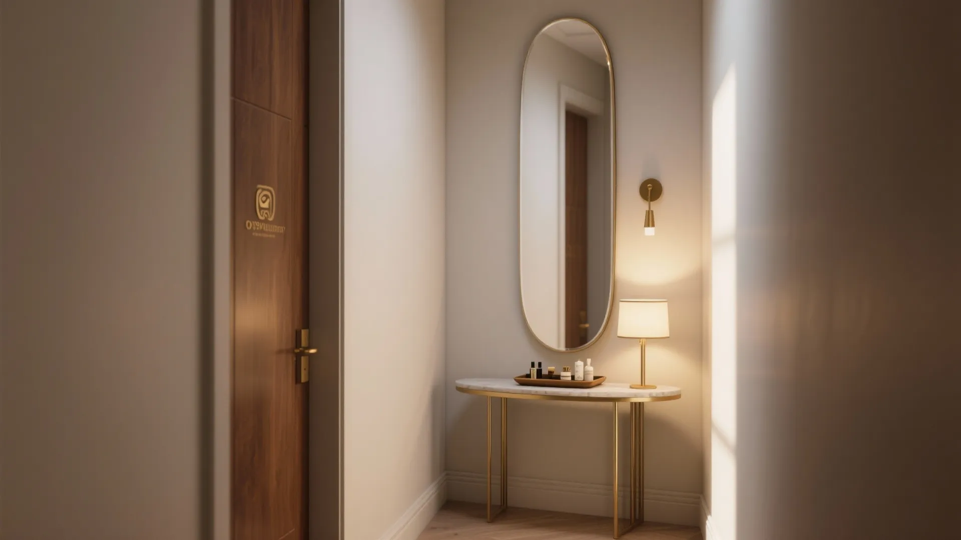 Statement mirror and slim accent table