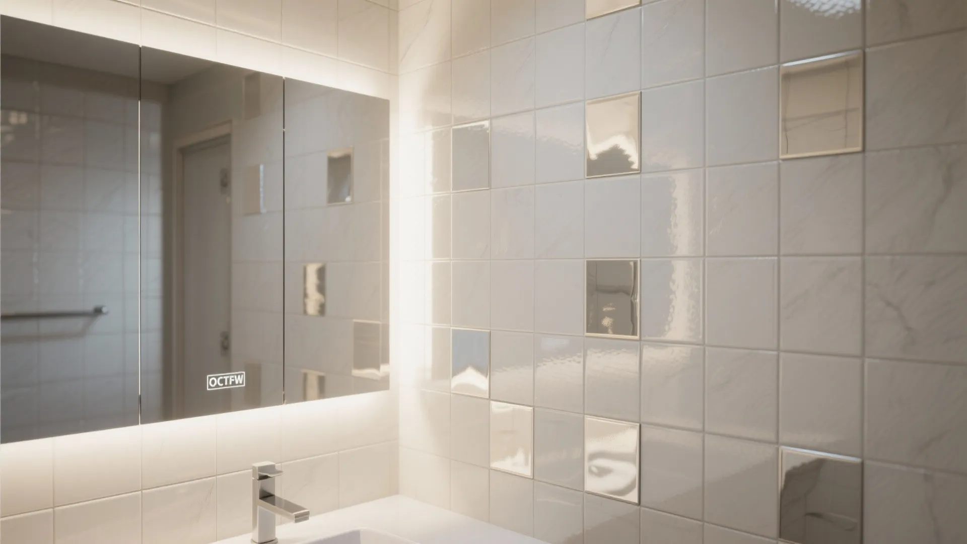 10. Mirror-Accented Tiles