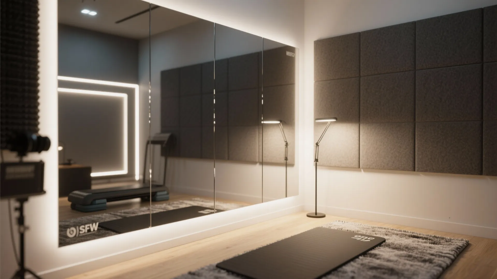 4. Mirror wall, smart lighting, and acoustics