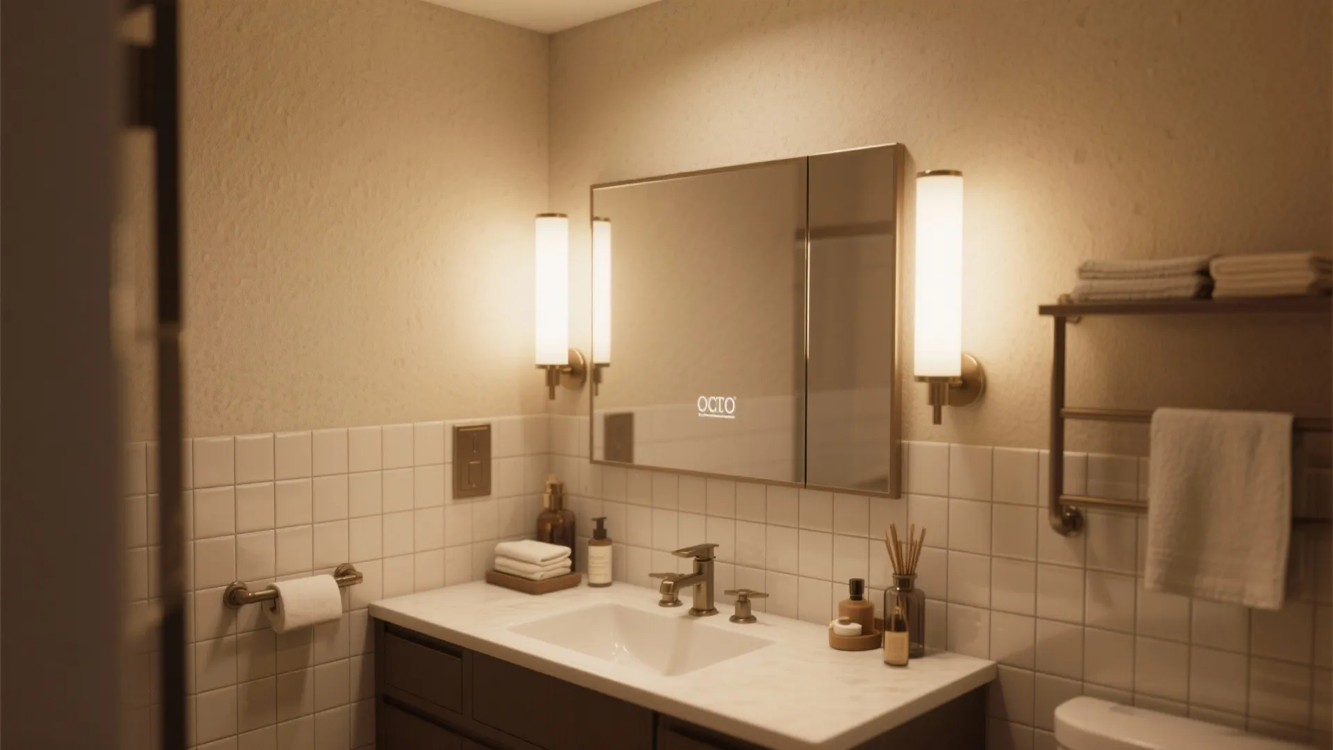 3. Mount on a mirror-back panel for a built-in look