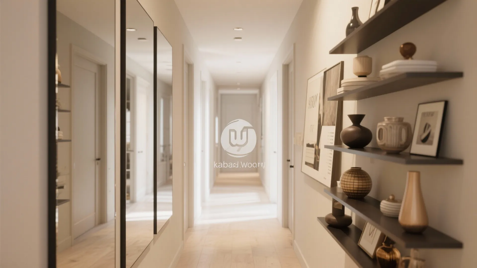 10. Mirror-Backed Shelving