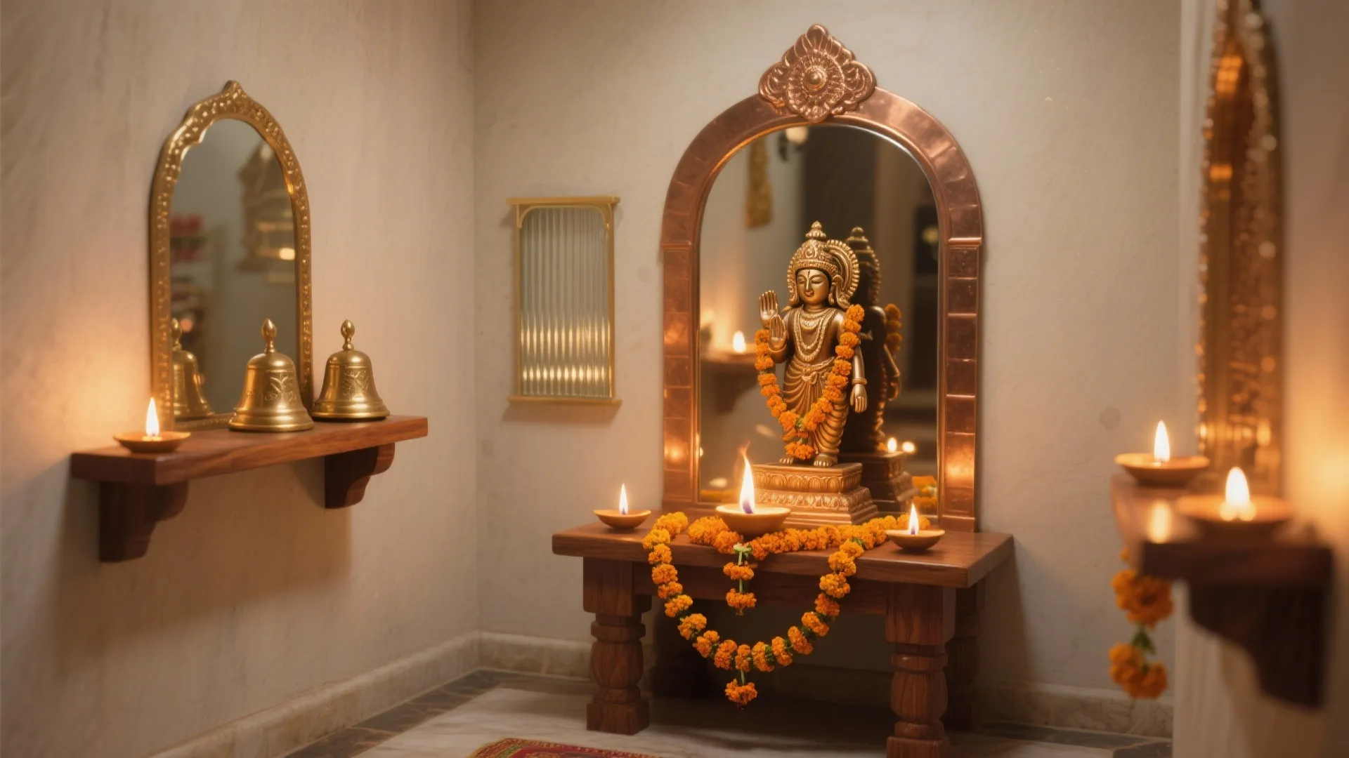 Mirror or glass backdrop to amplify light