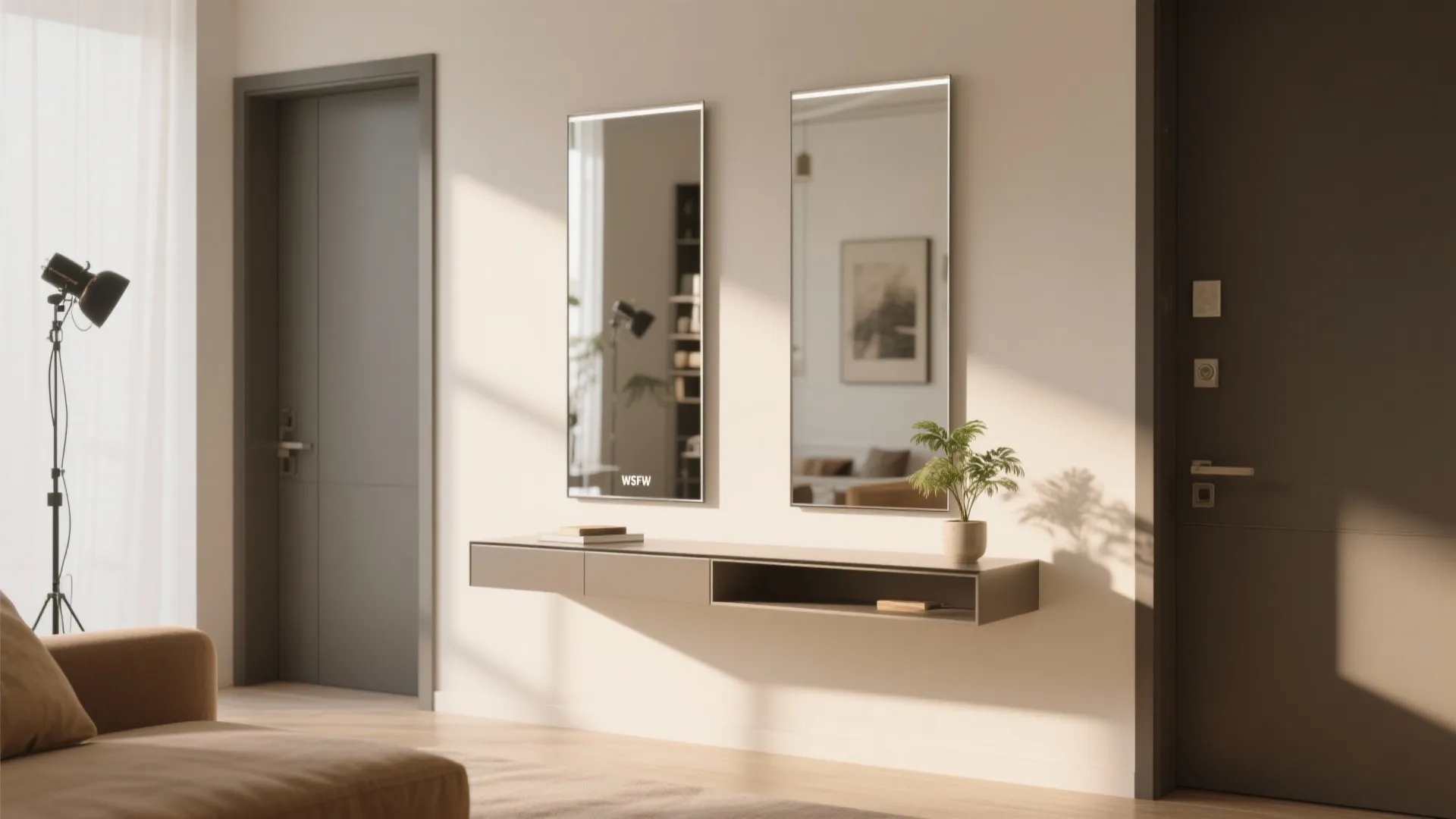 5. Mirror-backed or Reflective Console