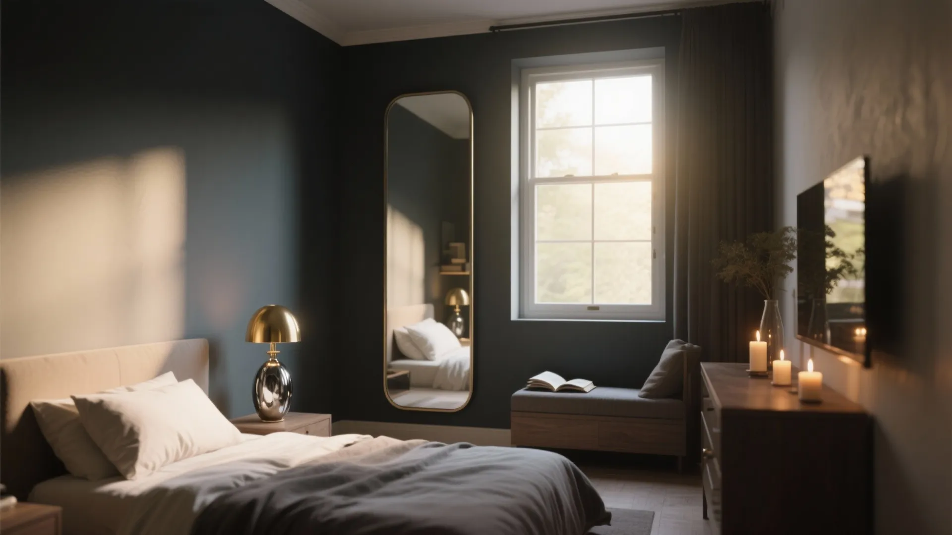 3. Strategic mirrors and reflective accents