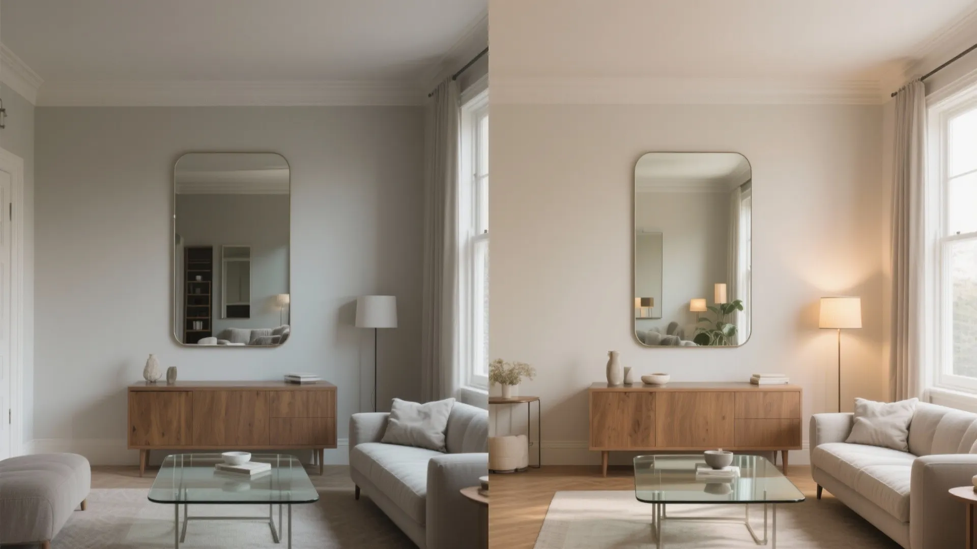 Mirrors, glass, and light finishes to multiply lumens