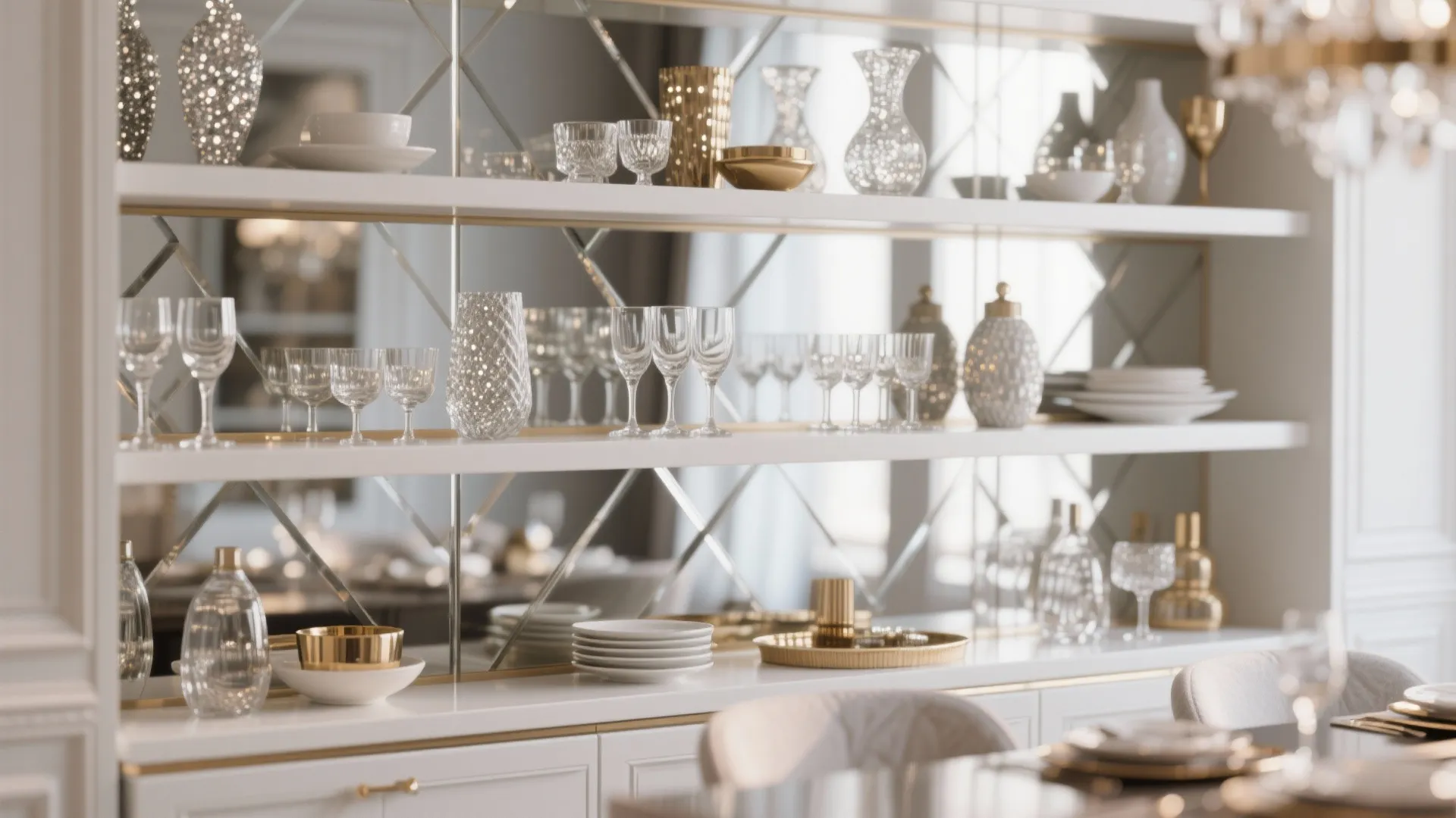 Tip 5: Mirror Behind Open Shelves