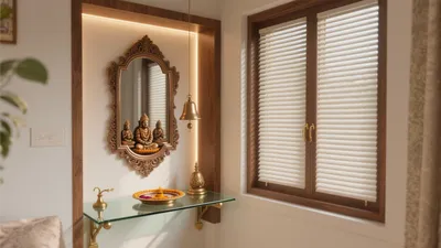 Serene Indian Pooja Corner with Modern Touches