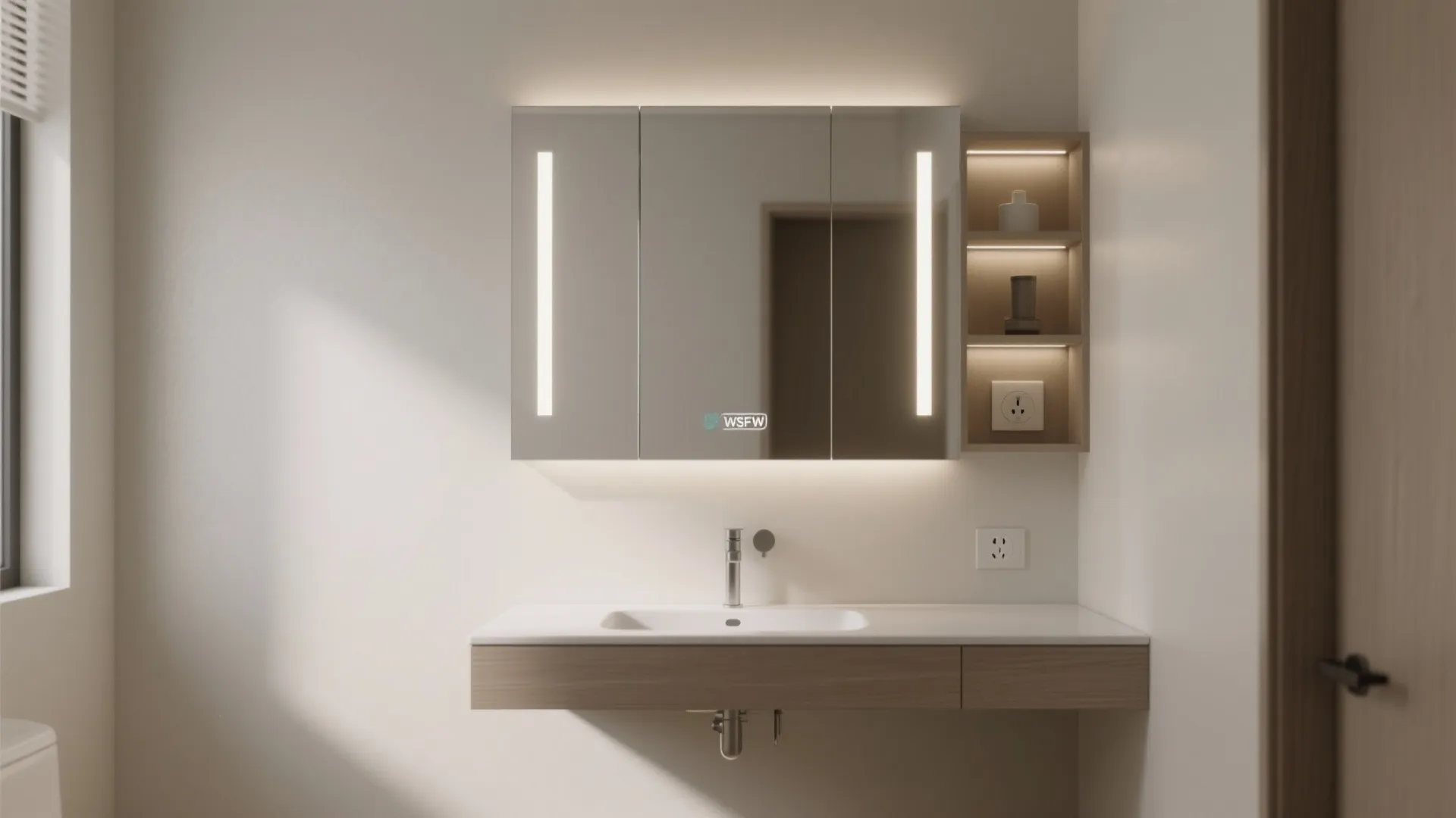 Medicine cabinets with mirrors, lights, and hidden charging