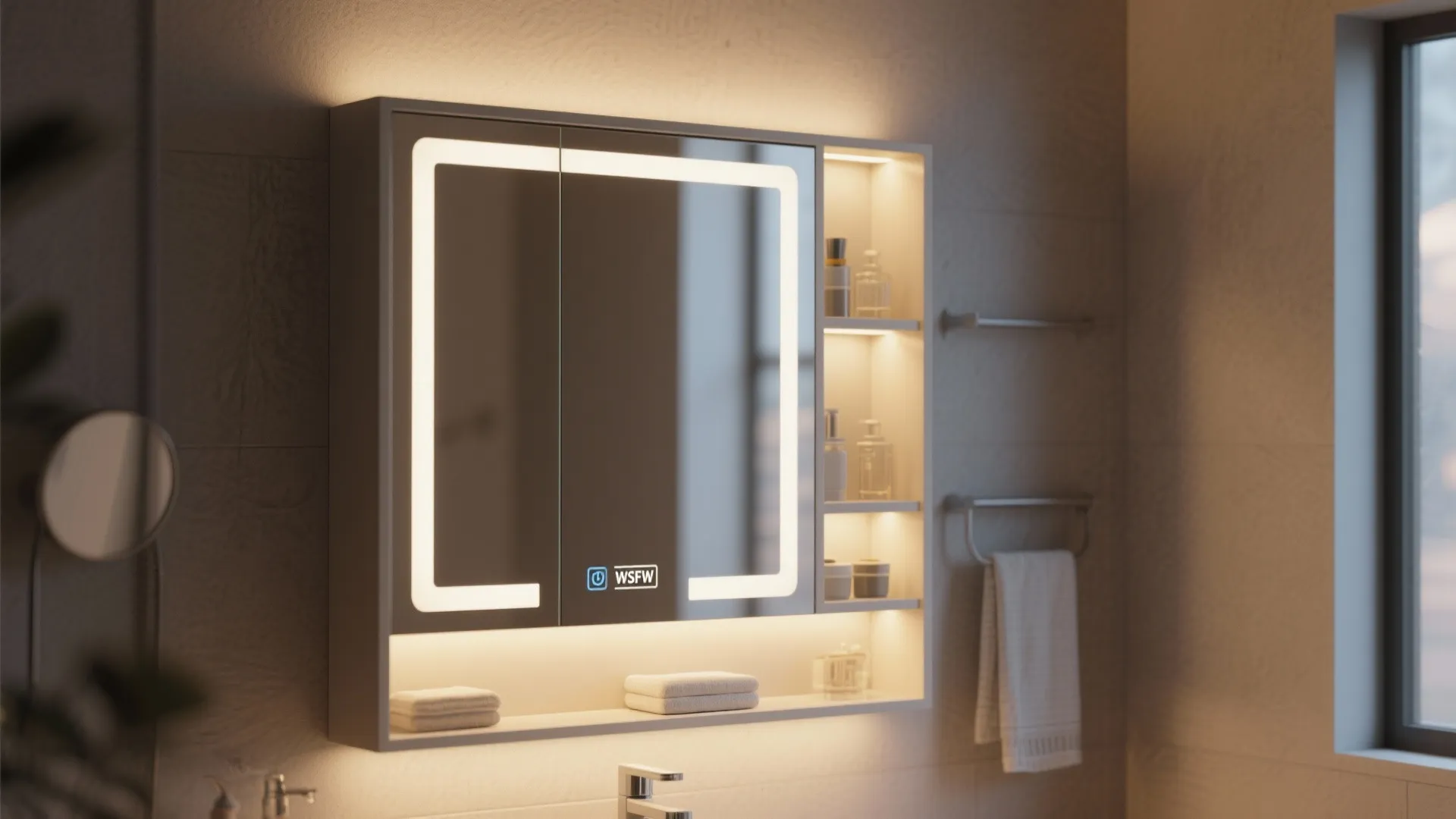 7. Mirror Cabinet with Integrated Lighting
