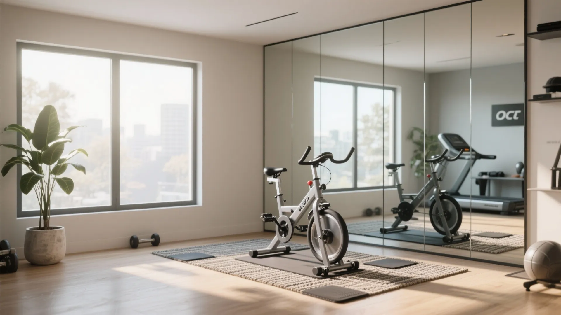 2. Mirror-Backed Cardio Nook