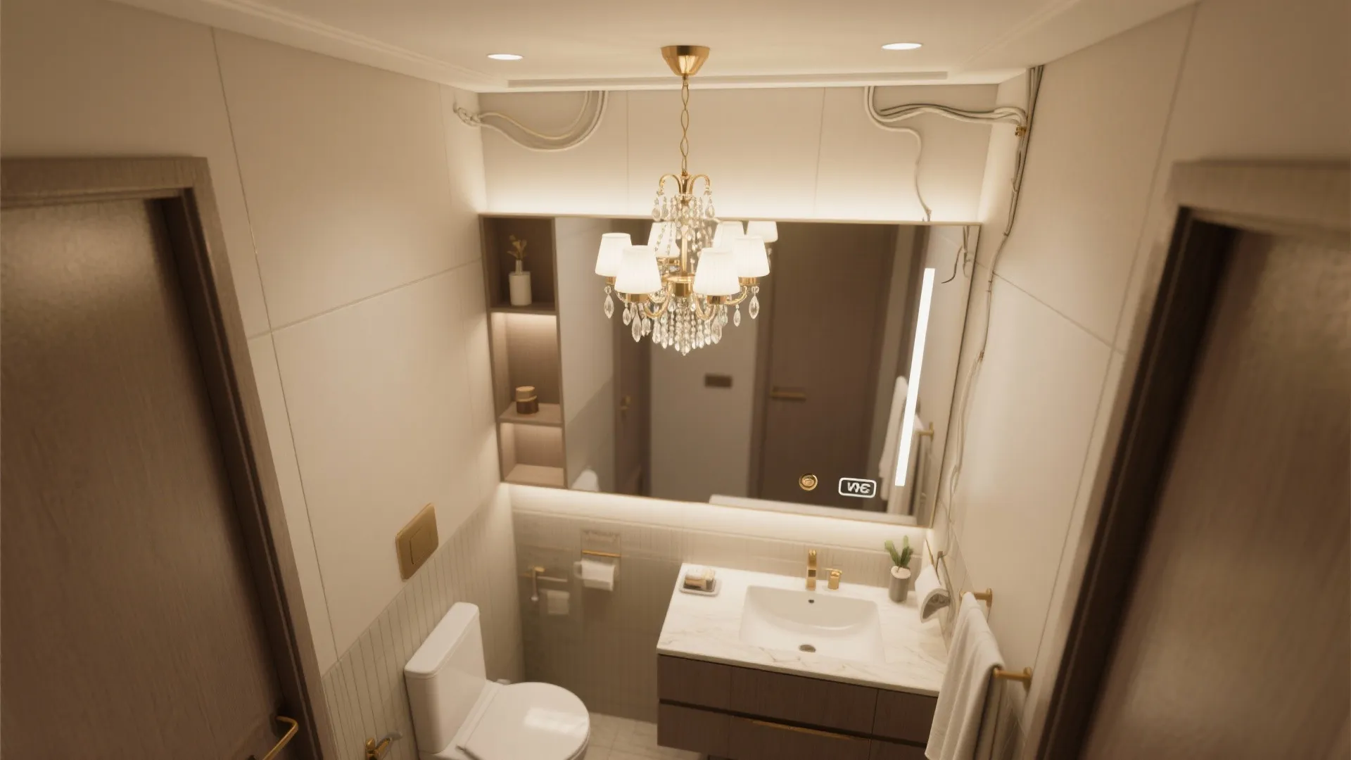 5. Integrated Mirror-Chandelier Combo