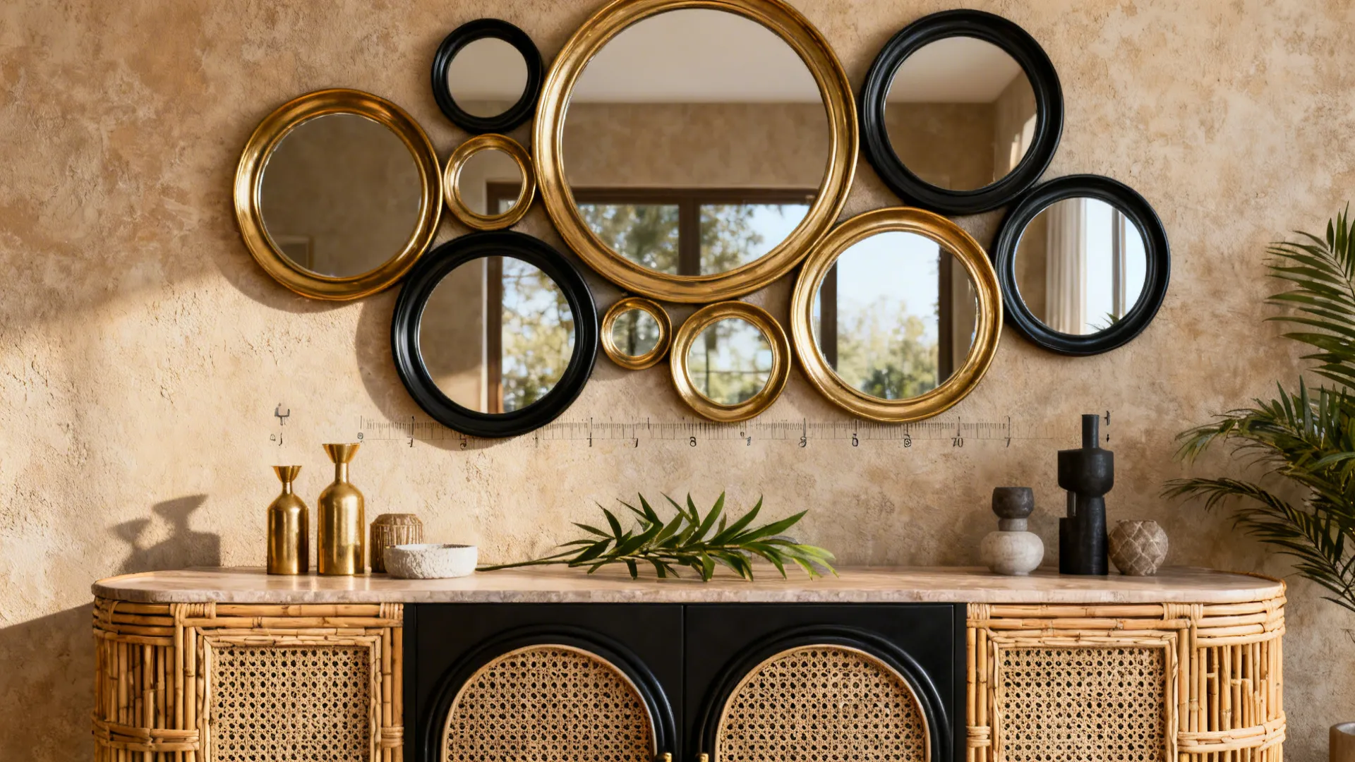 1. Gallery-style cluster above a console