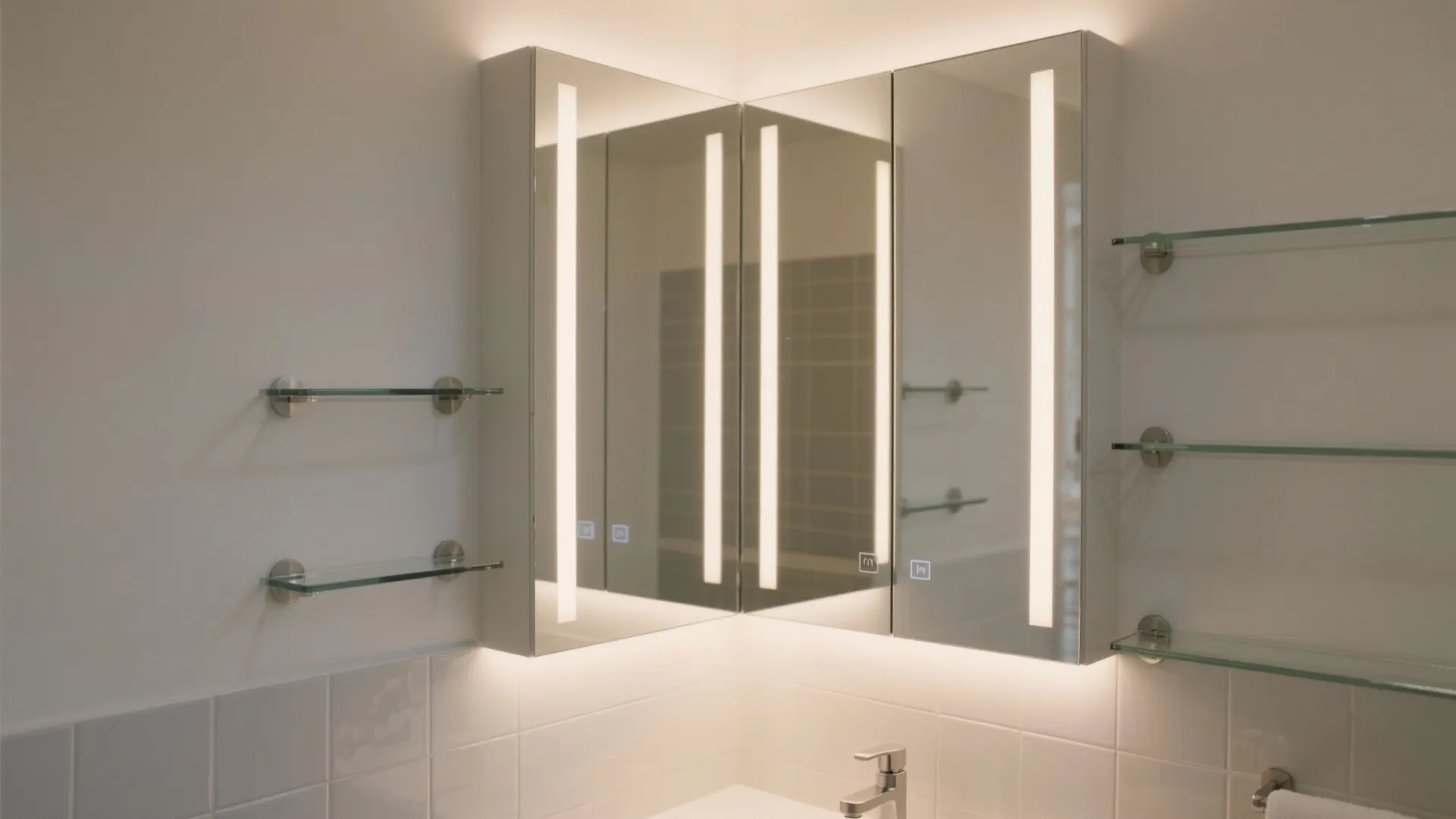 Mirrored Corner Tower with Hidden Lighting