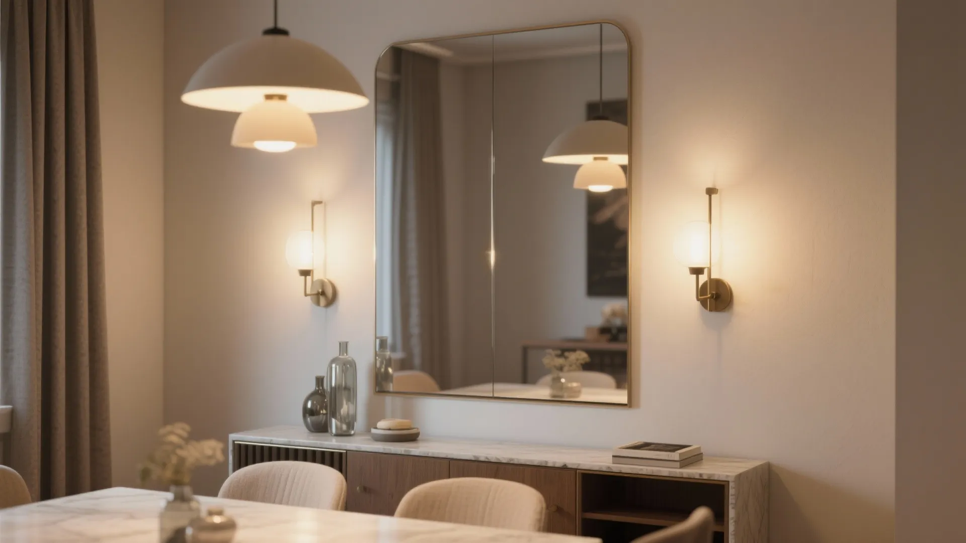 3. Mirrors, narrow consoles, and smart lighting