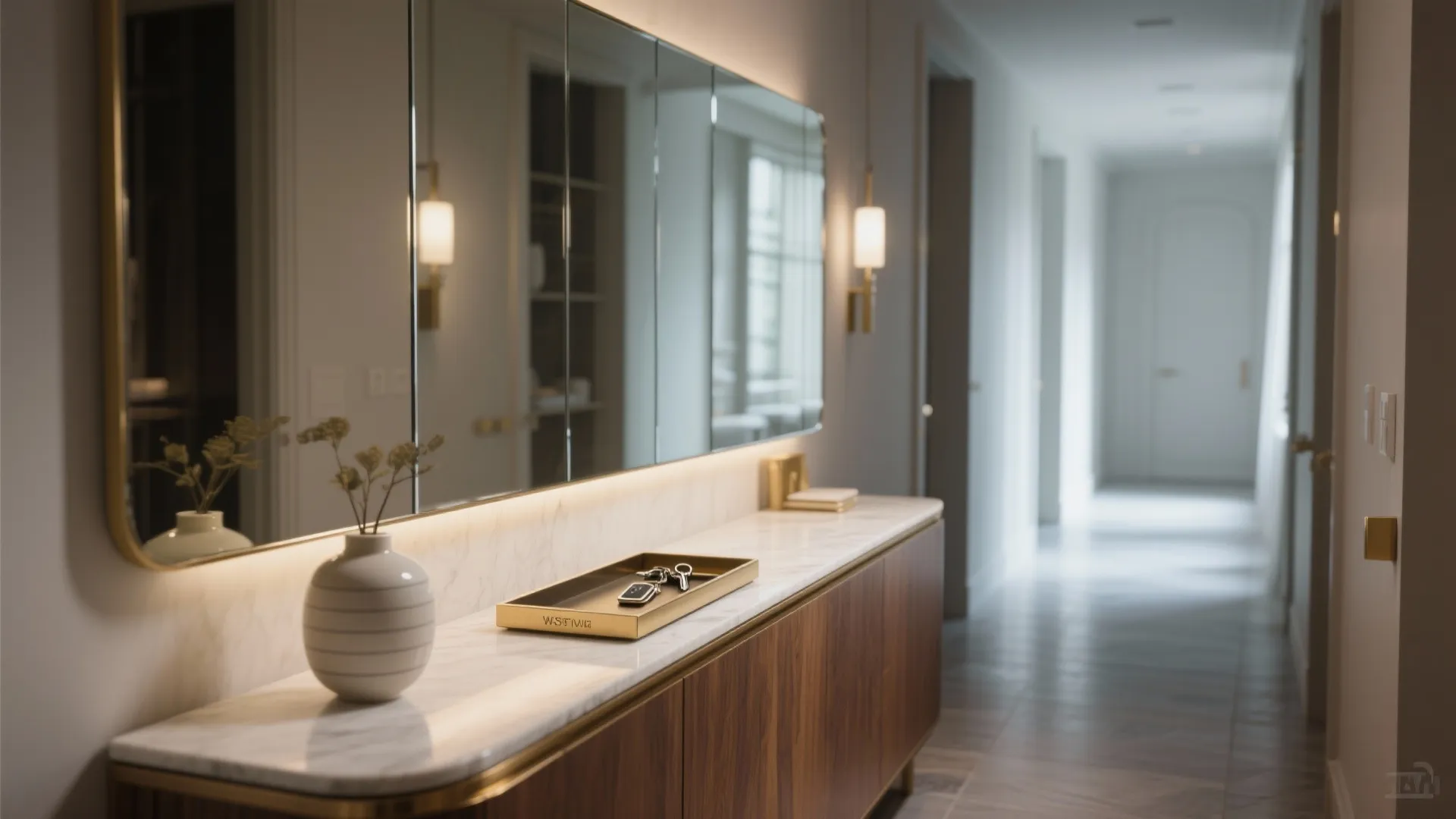 4. Mirror-Backed Console for Depth — Small Space Illusion