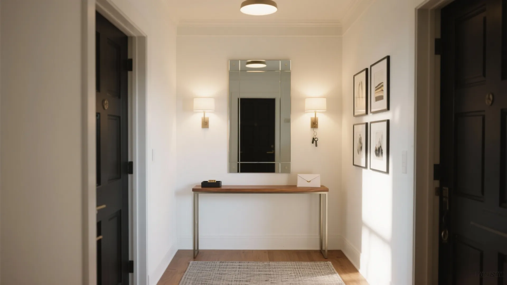 Mirror Wall + Slim Console + Art Trio