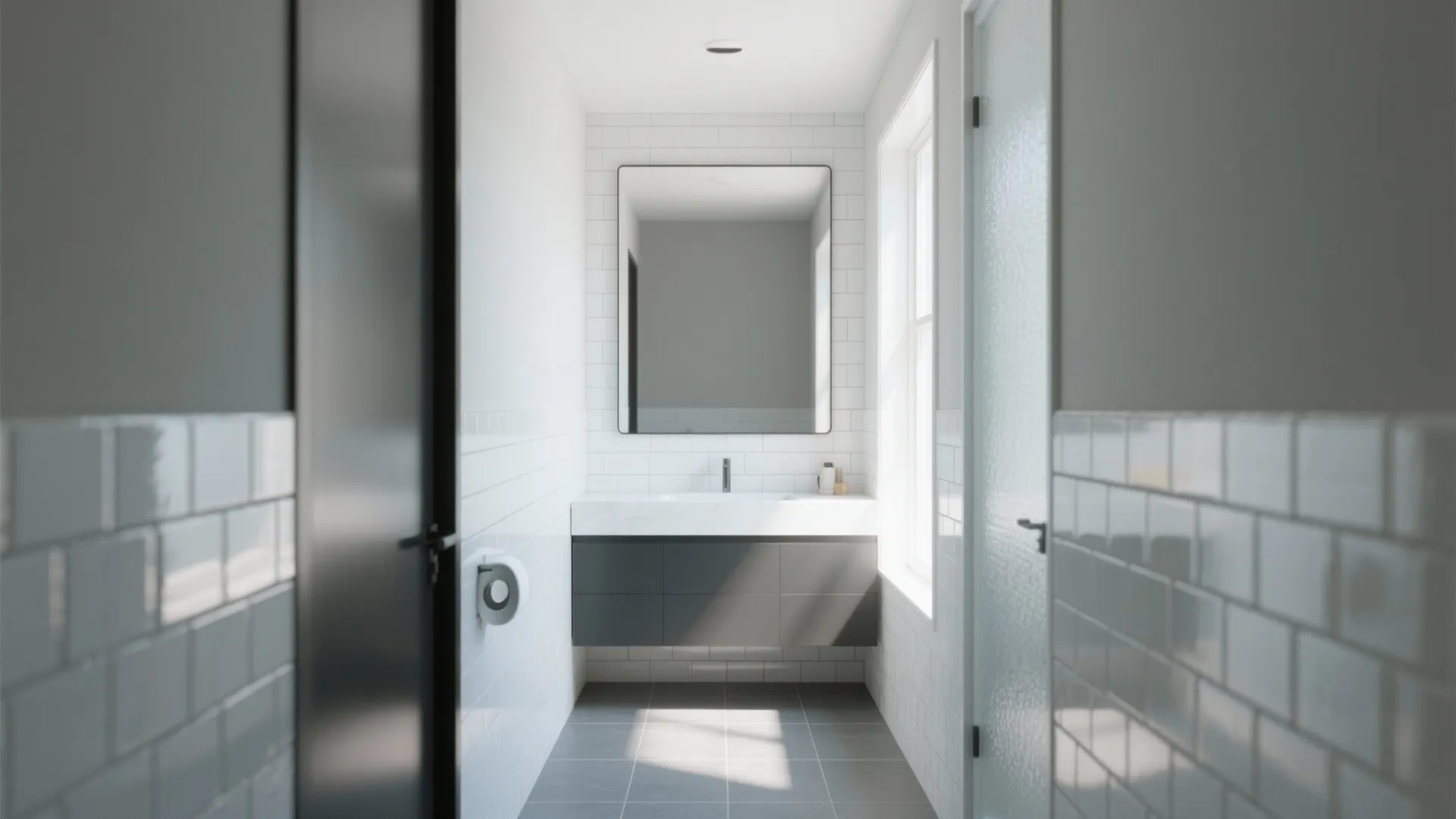 2. Use large-format mirrors to double the visual space