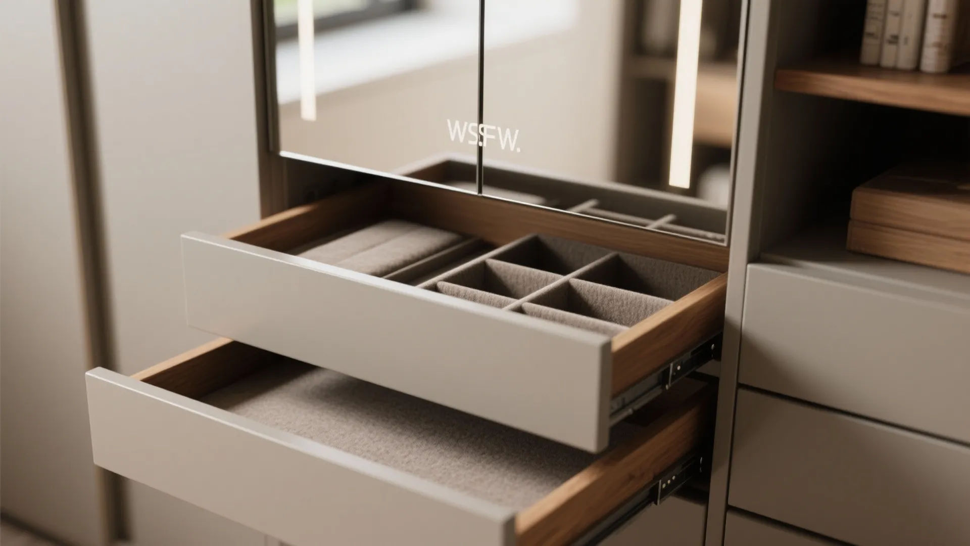 Mirrored Doors with Soft-Closing Interior Drawers