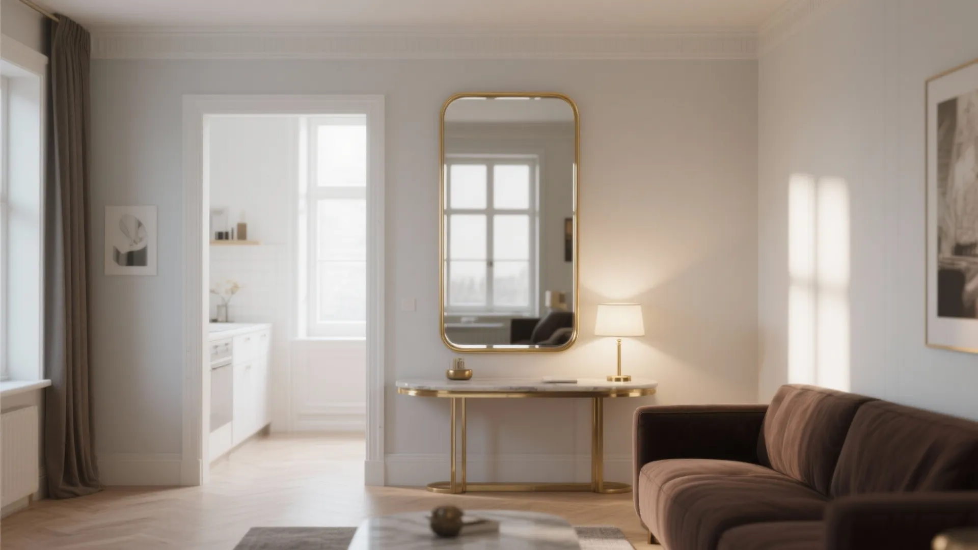 3. Use mirrors and reflective surfaces to expand the space