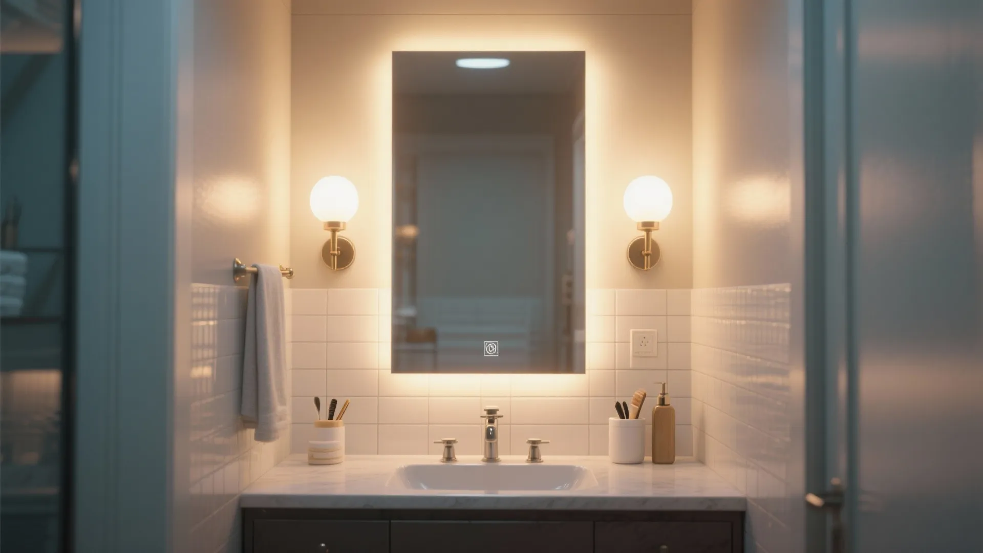 3. Symmetrical Mirror Flanking Sconces