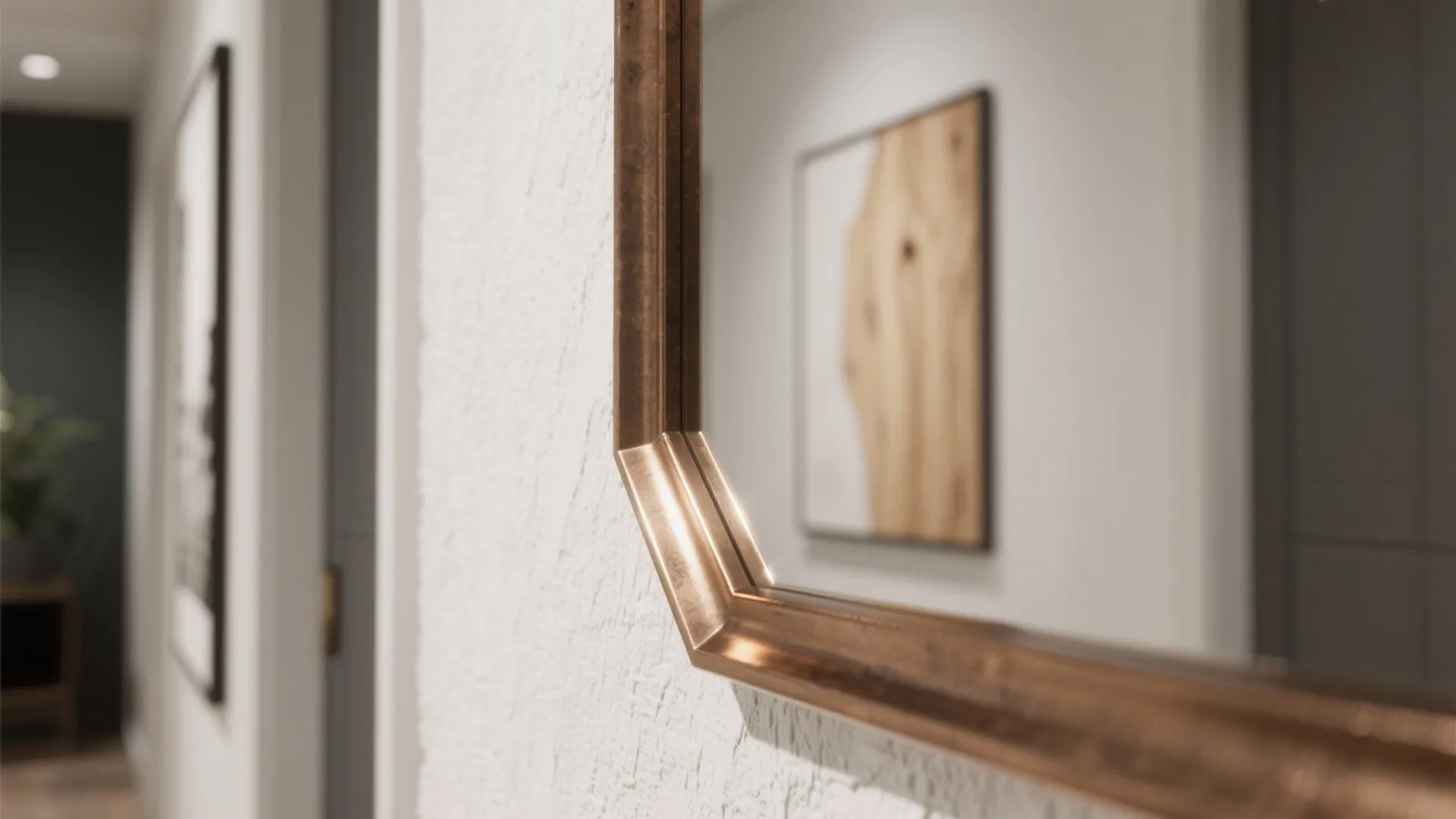 Statement mirror and art grid for depth