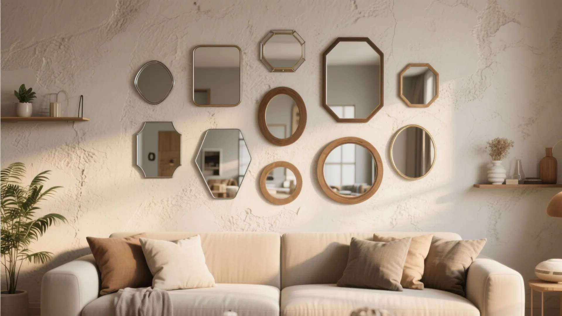 3. Gallery of small mirrors for texture