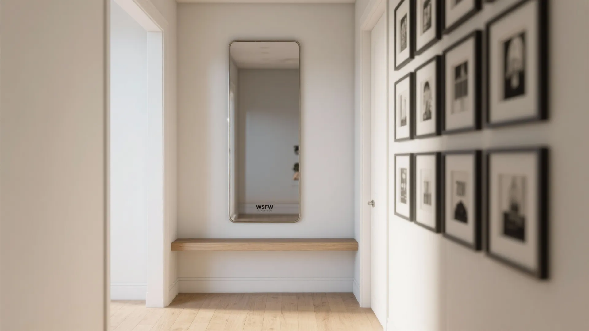 Corner Mirror + Gallery Wall to Brighten and Widen