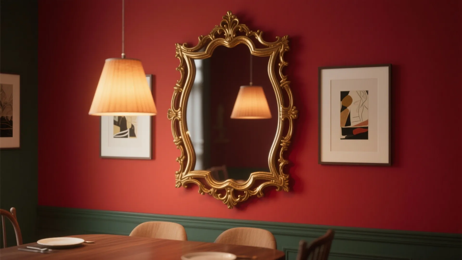 3. Use art and mirrors to break up large red planes