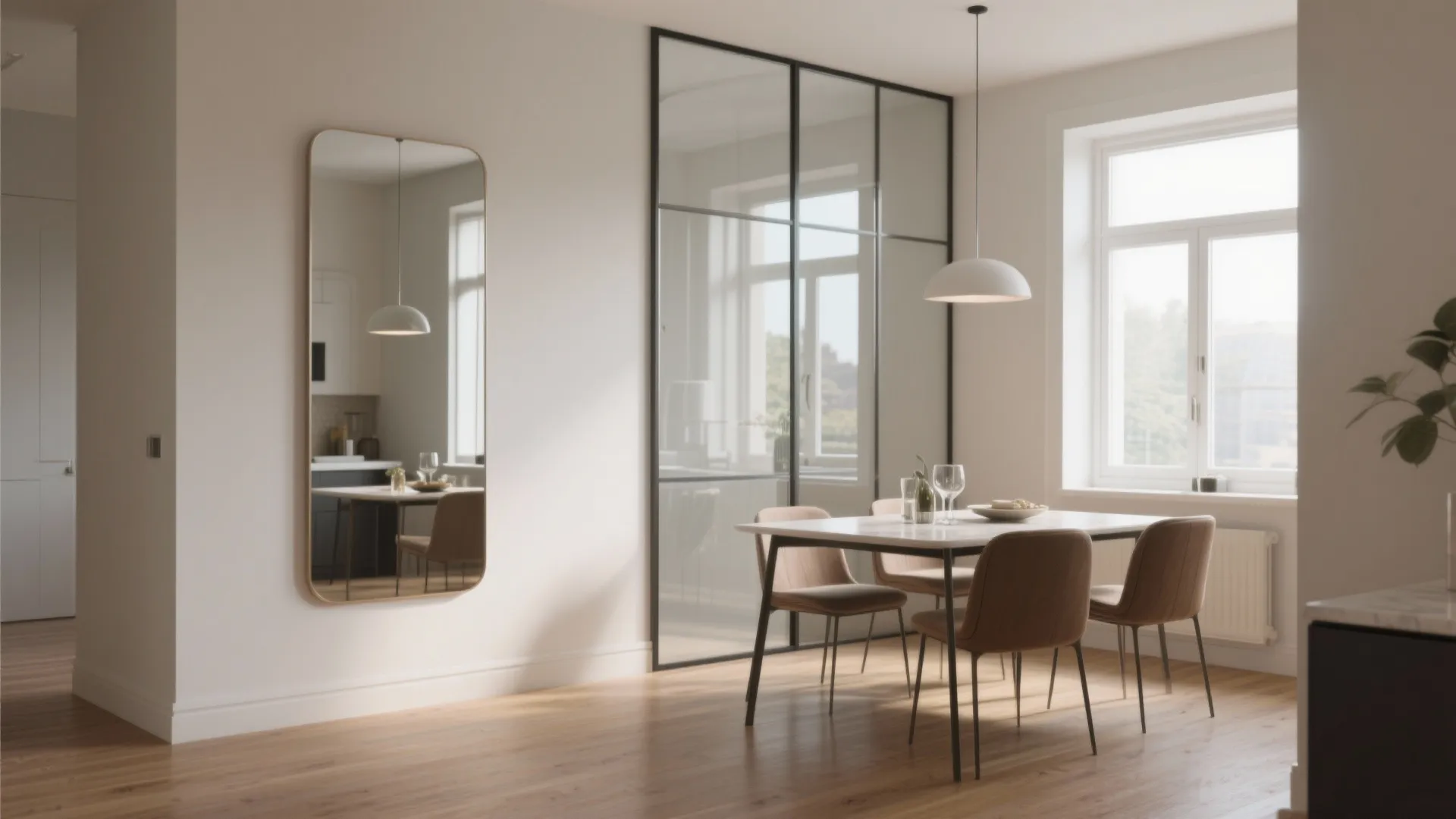 4. Mirror Backing or Glass Partitions to Reflect Light