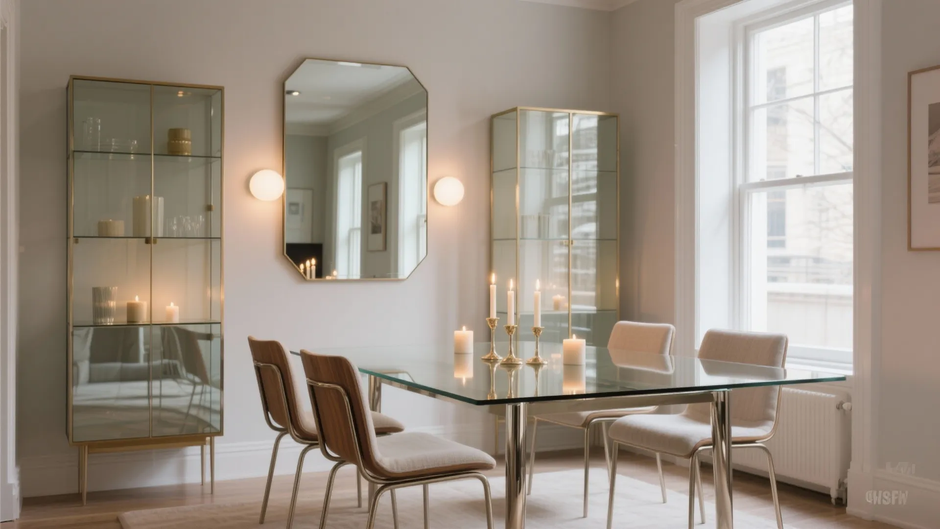 Mirrors, glass, and shine (tricks to “expand” the room)