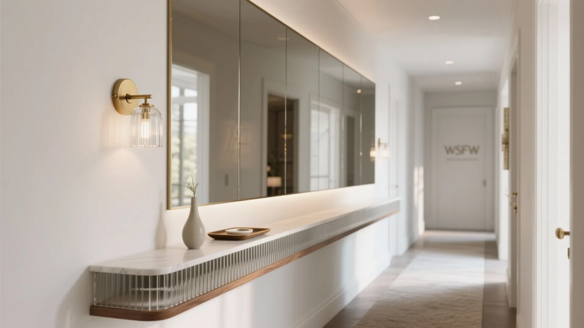 Mirror Wall and Glass Accents for Light and Depth