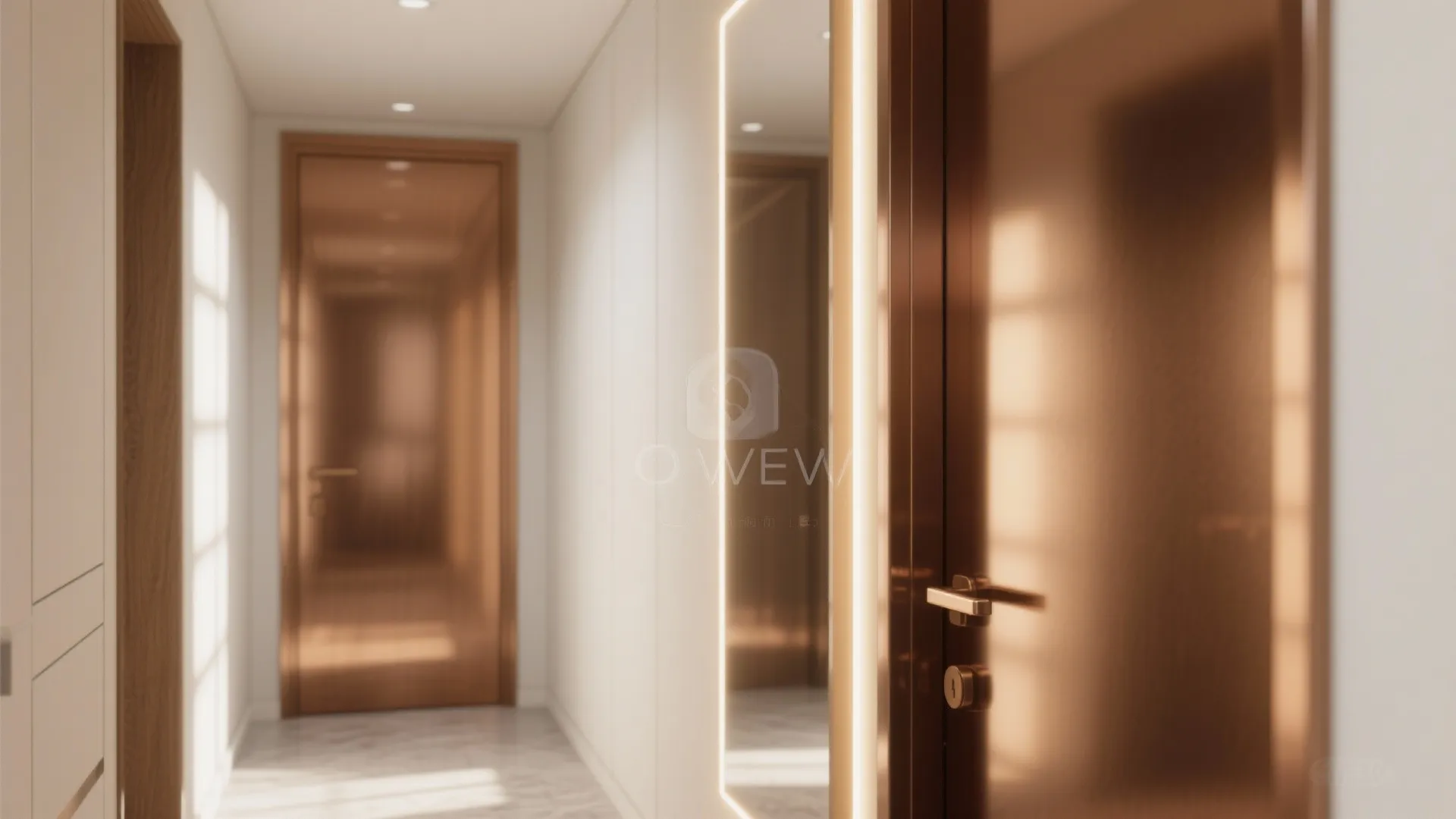 Mirror-Front Wall Cupboards to Brighten Corridors